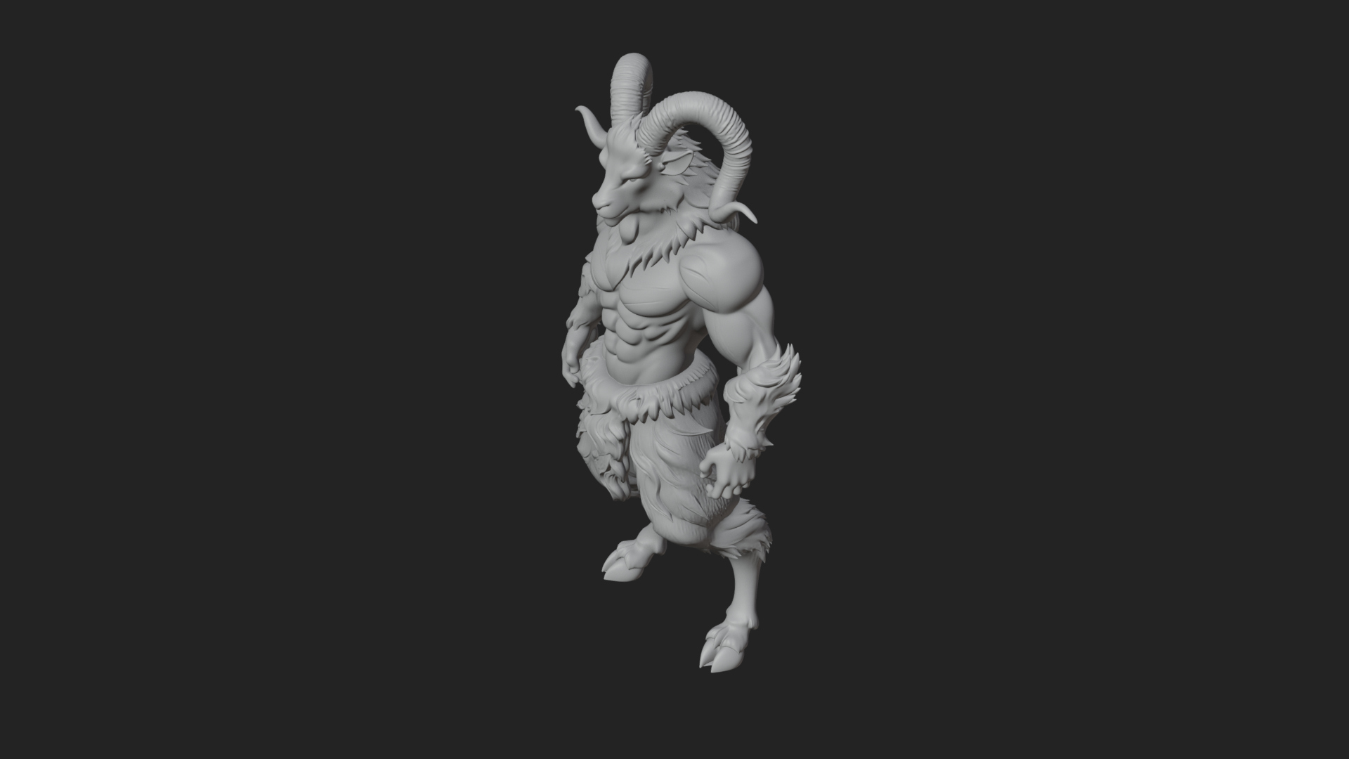 Beastman With Goat Head Statue Design 1 3D Print Model 3D Model