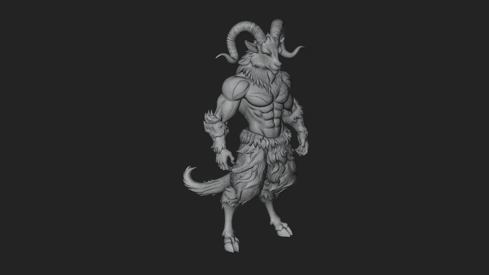 Beastman With Goat Head Statue Design 1 3D Print Model 3D Model