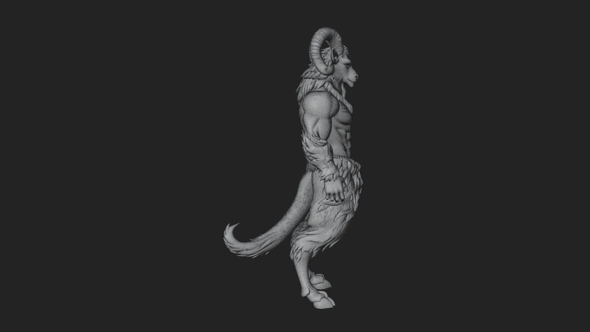 Beastman With Goat Head Statue Design 1 3D Print Model 3D Model