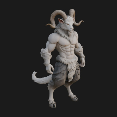 Beastman With Goat Head Statue Design 1 3D Print Model