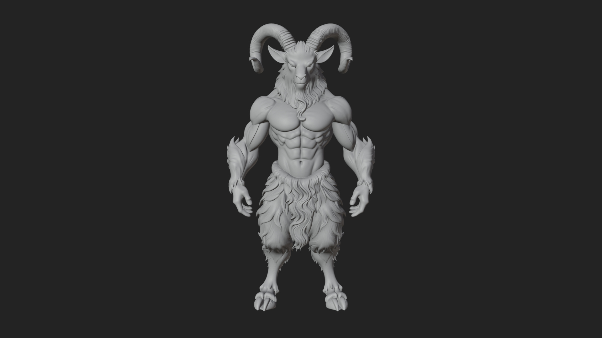 Beastman with Goat Head Statue Design 10 3D Print Model 3D Model