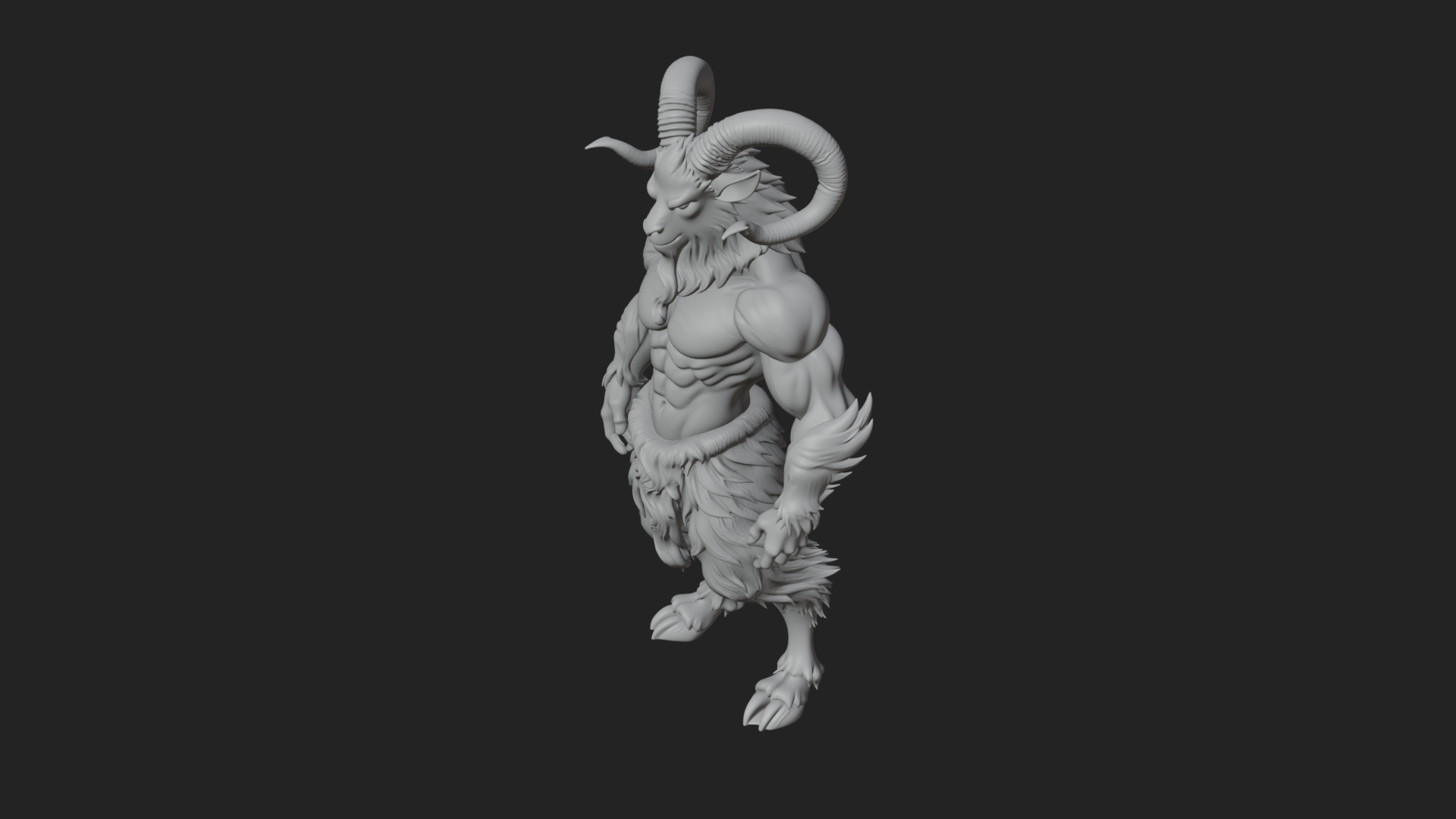 Beastman with Goat Head Statue Design 10 3D Print Model 3D Model