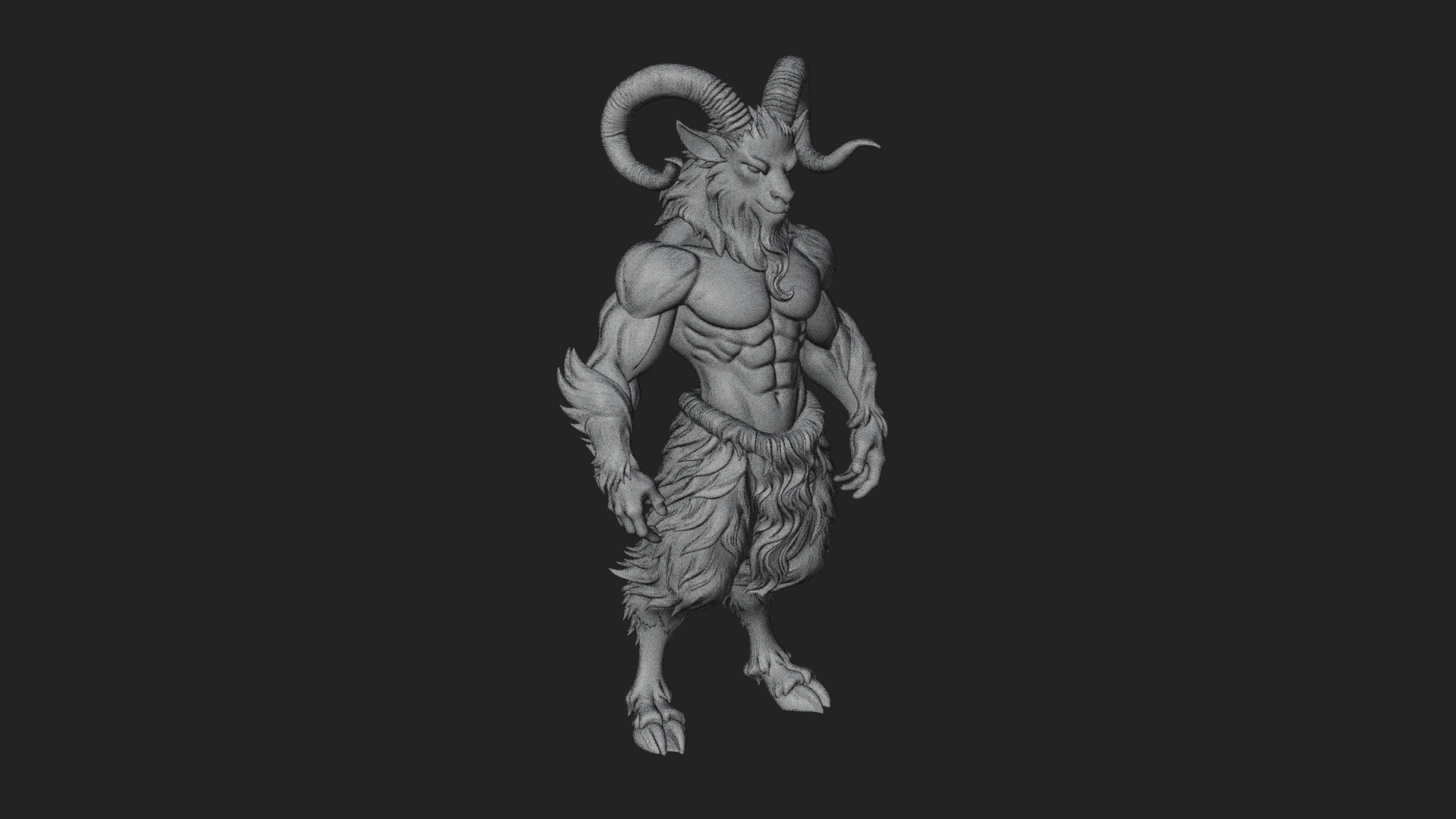 Beastman with Goat Head Statue Design 10 3D Print Model 3D Model