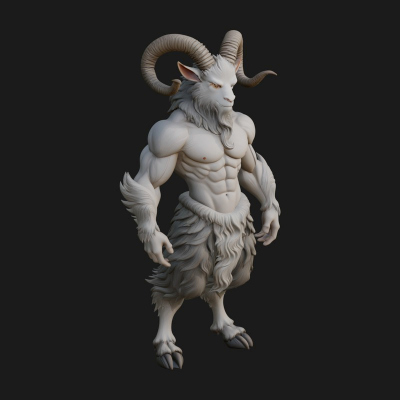 Beastman with Goat Head Statue Design 10 3D Print Model