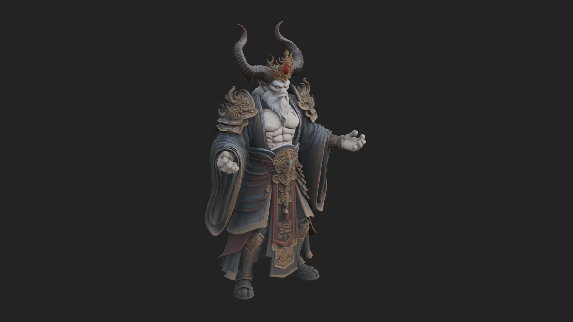 Beastman with Goat Head Statue Design 11 3D Print Model 3D Model