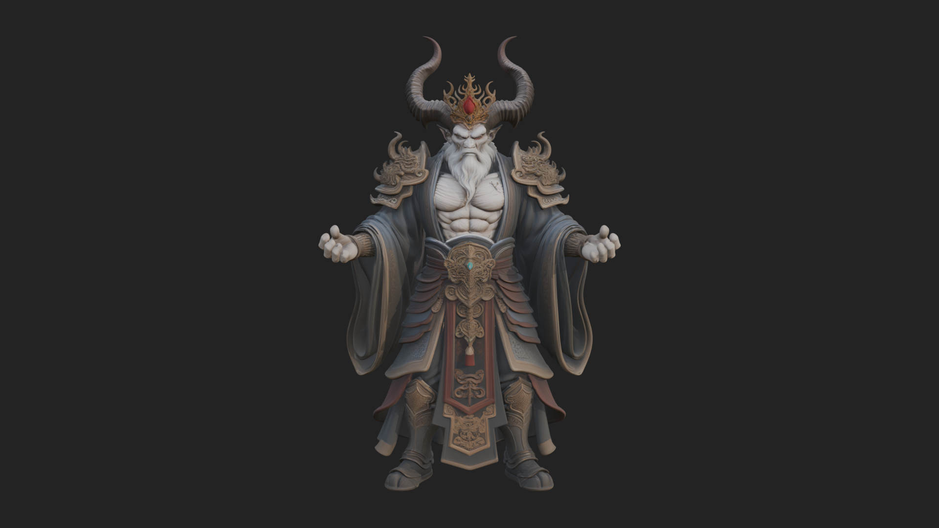 Beastman with Goat Head Statue Design 11 3D Print Model 3D Model