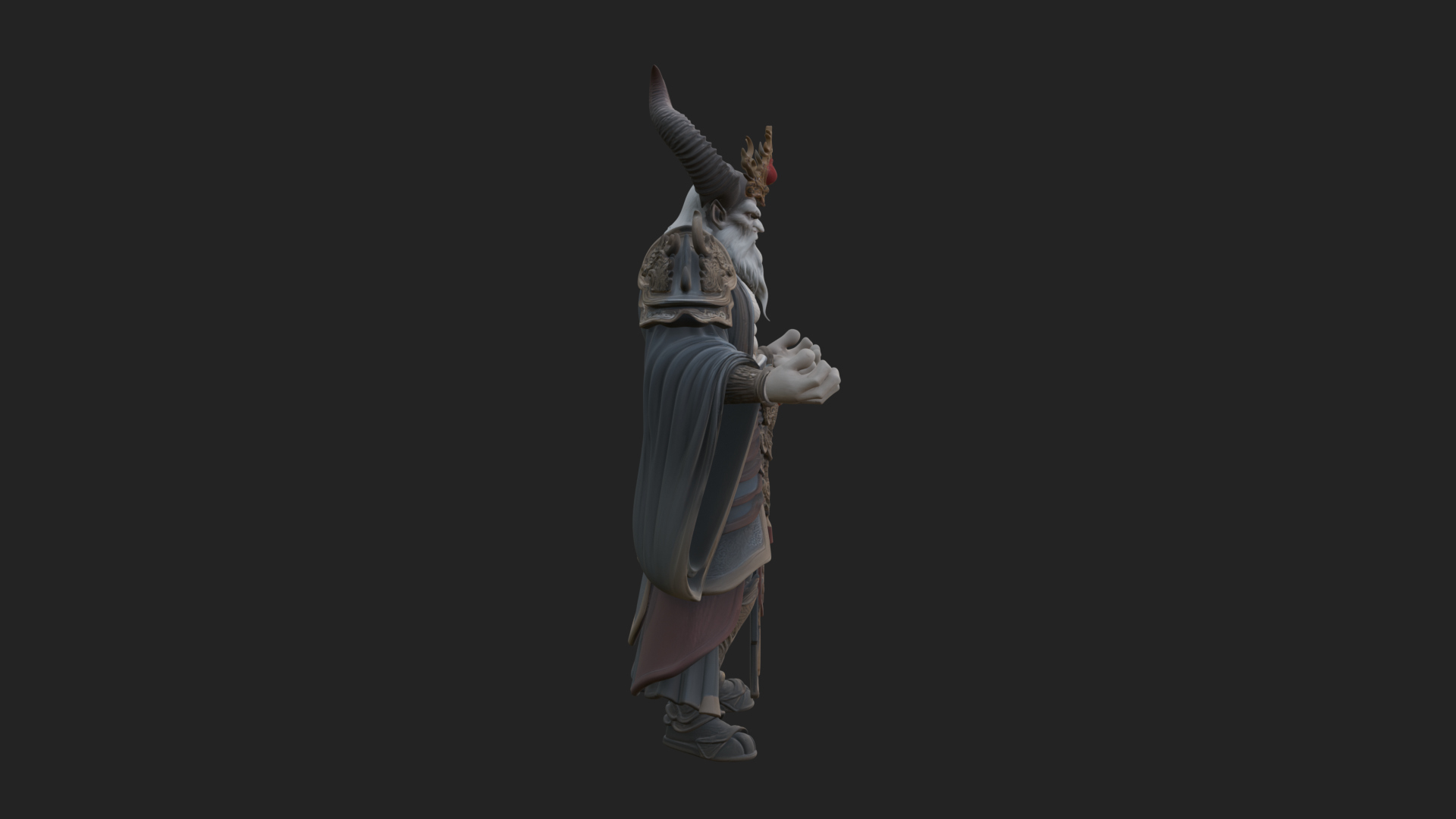 Beastman with Goat Head Statue Design 11 3D Print Model 3D Model