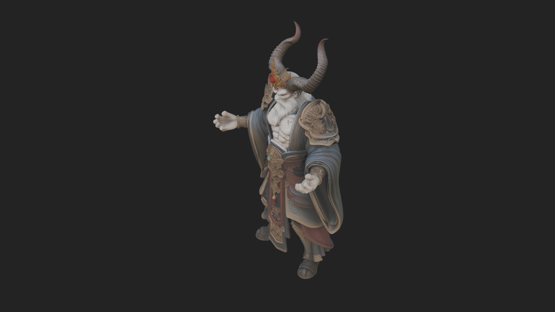 Beastman with Goat Head Statue Design 11 3D Print Model 3D Model