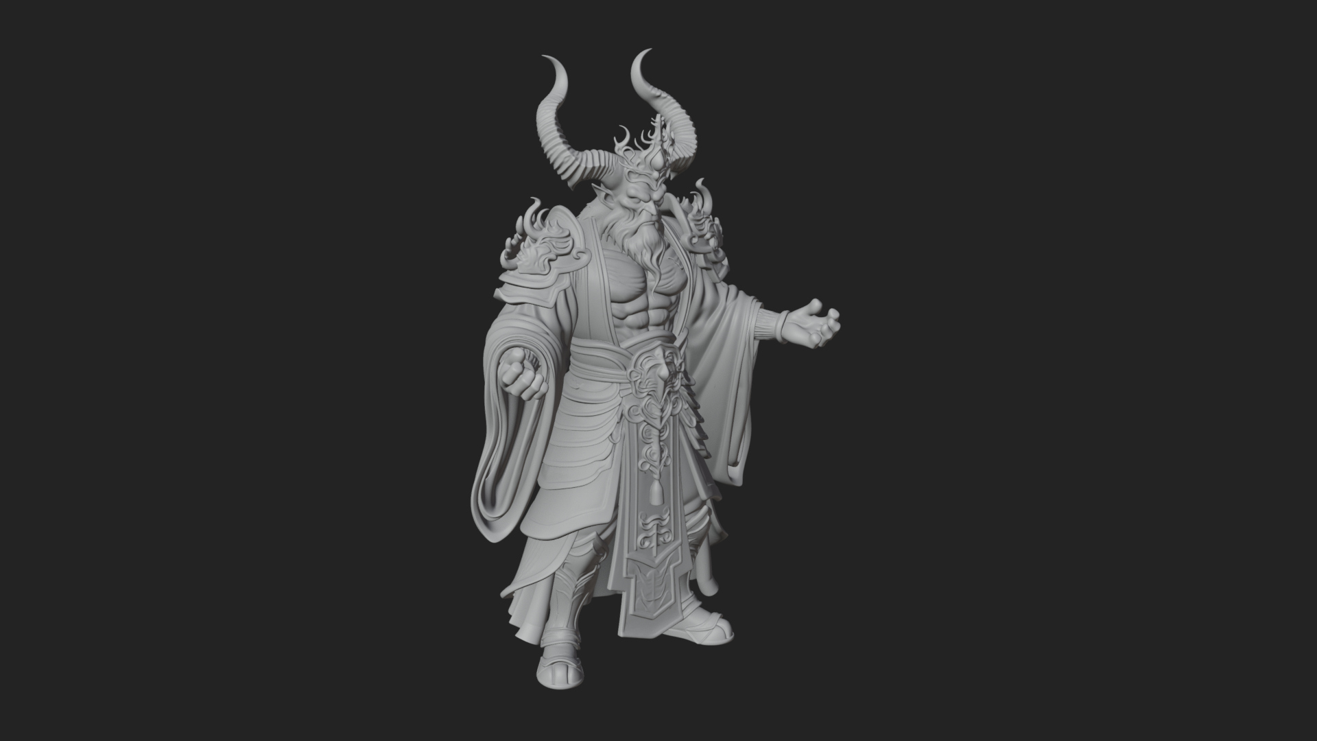 Beastman with Goat Head Statue Design 11 3D Print Model 3D Model