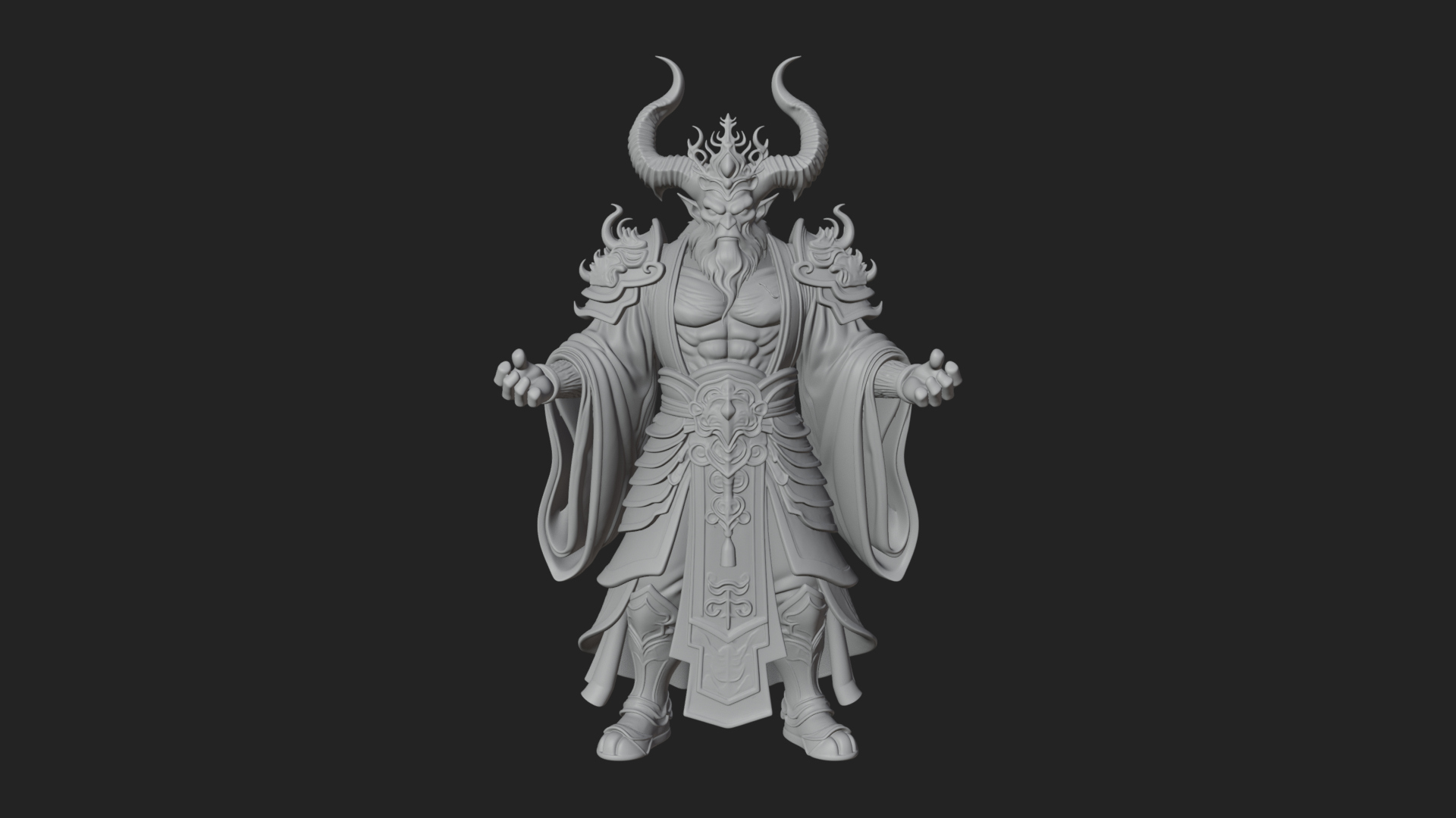 Beastman with Goat Head Statue Design 11 3D Print Model 3D Model