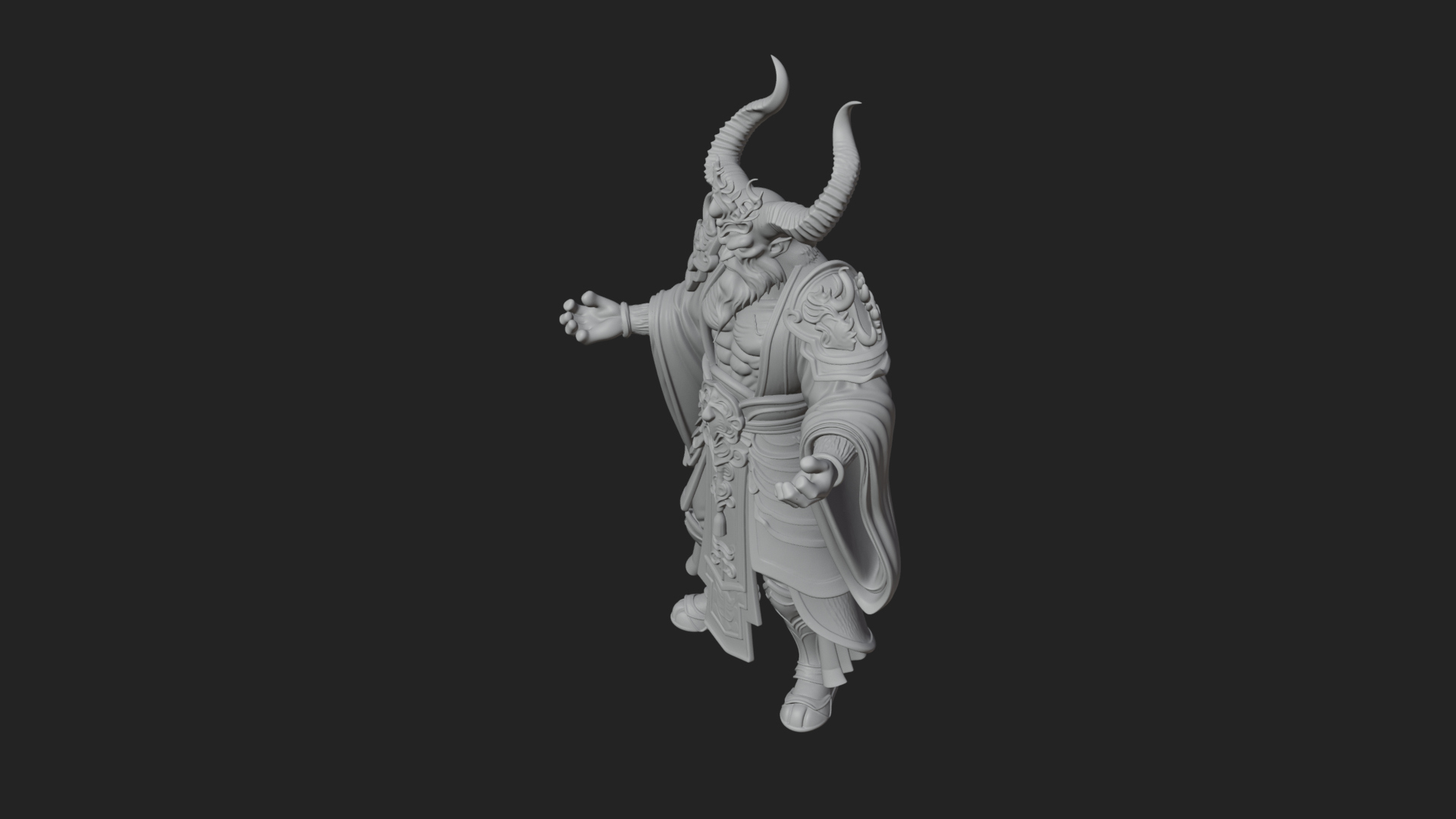 Beastman with Goat Head Statue Design 11 3D Print Model 3D Model