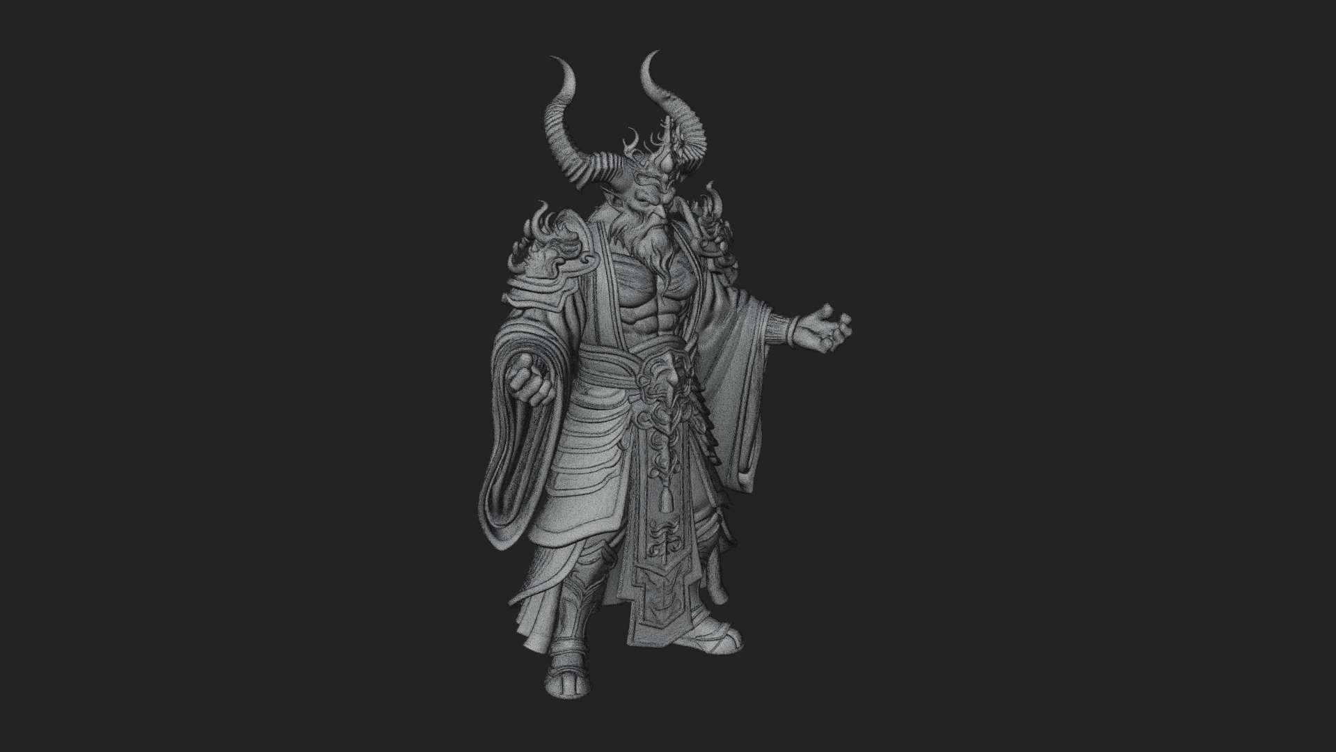 Beastman with Goat Head Statue Design 11 3D Print Model 3D Model