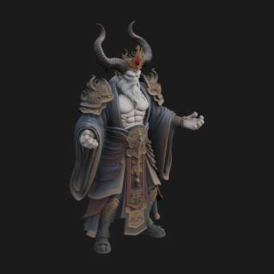 Beastman with Goat Head Statue Design 11 3D Print Model