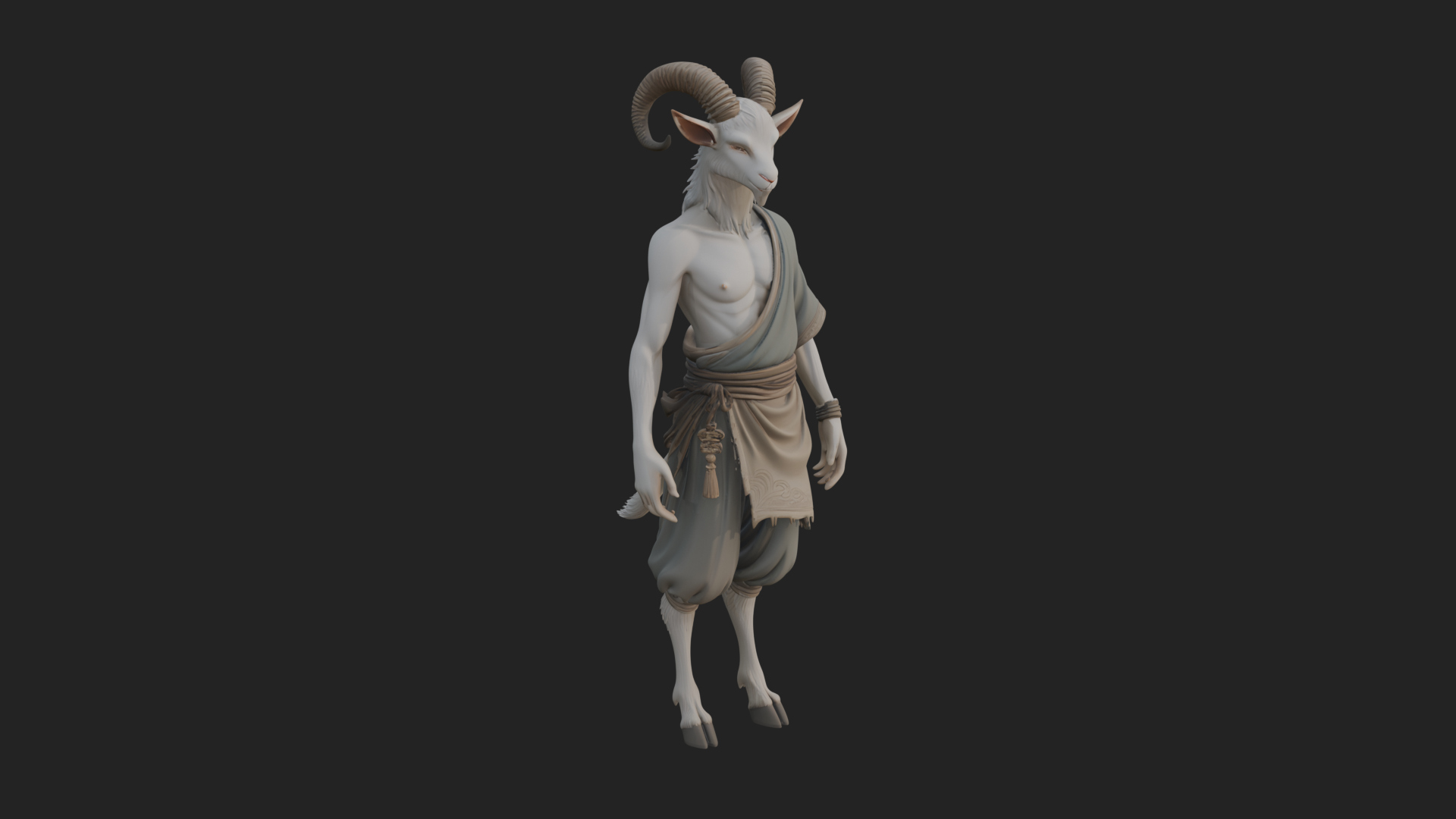 Beastman with Goat Head Statue Design 12 3D Print Model 3D Model