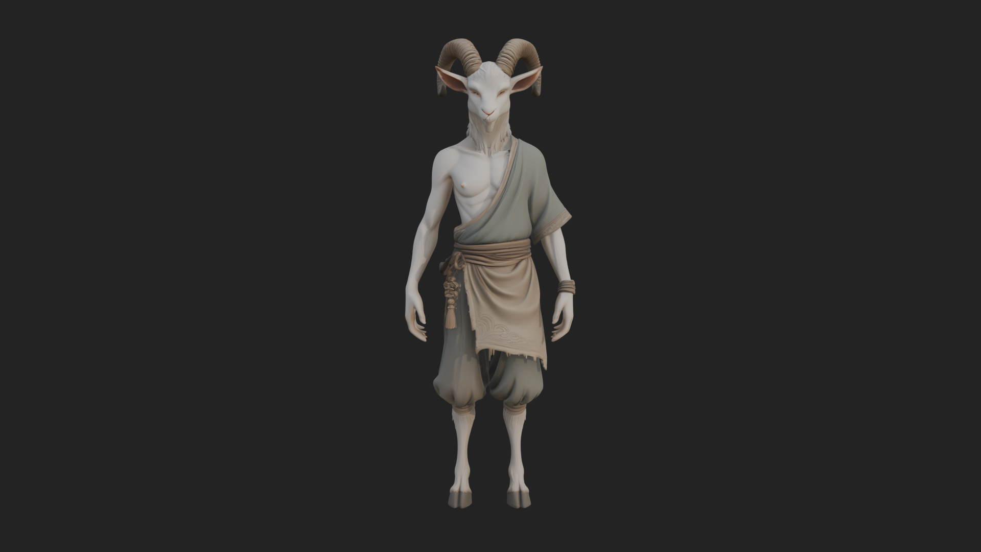 Beastman with Goat Head Statue Design 12 3D Print Model 3D Model
