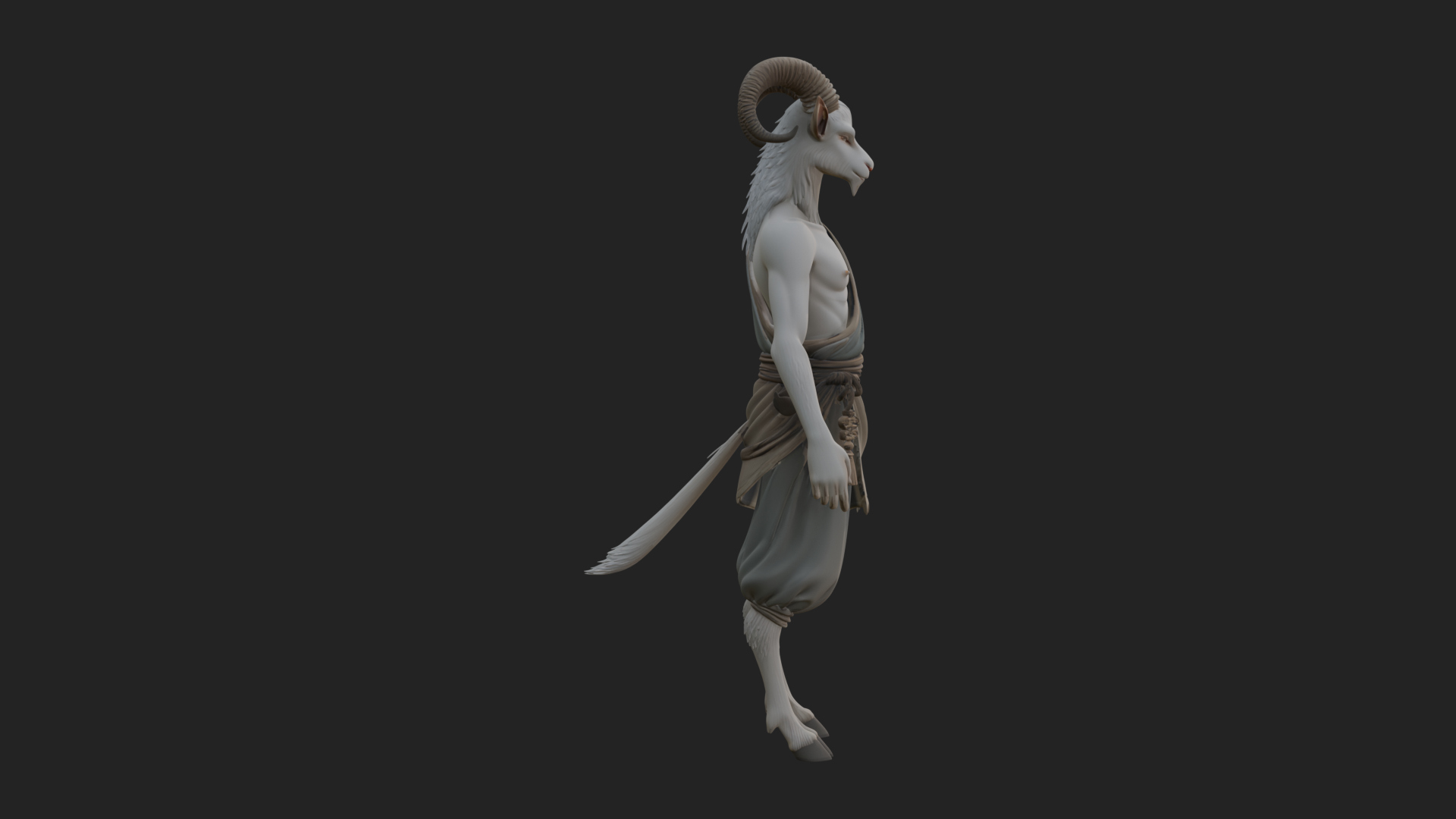 Beastman with Goat Head Statue Design 12 3D Print Model 3D Model