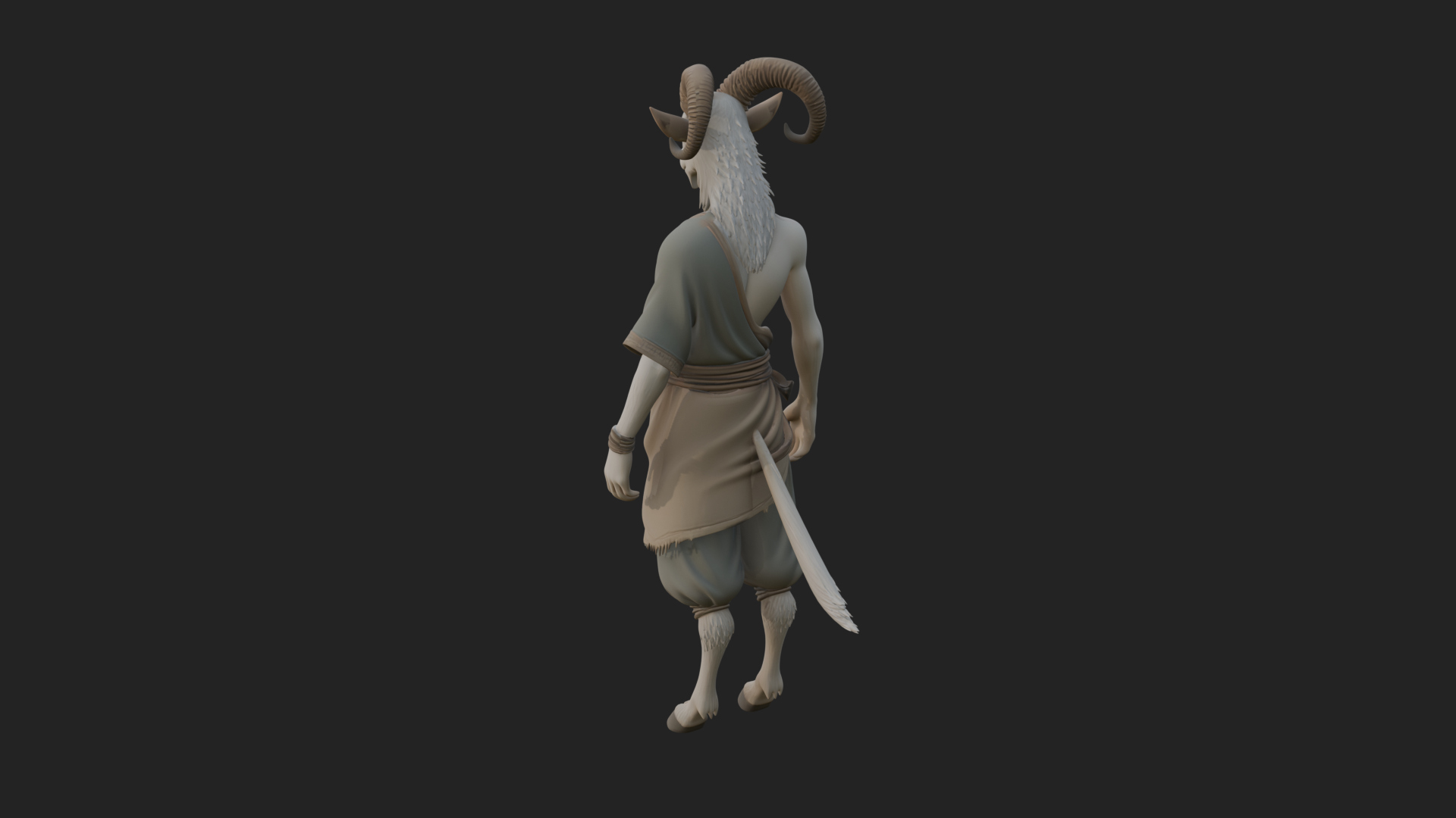 Beastman with Goat Head Statue Design 12 3D Print Model 3D Model