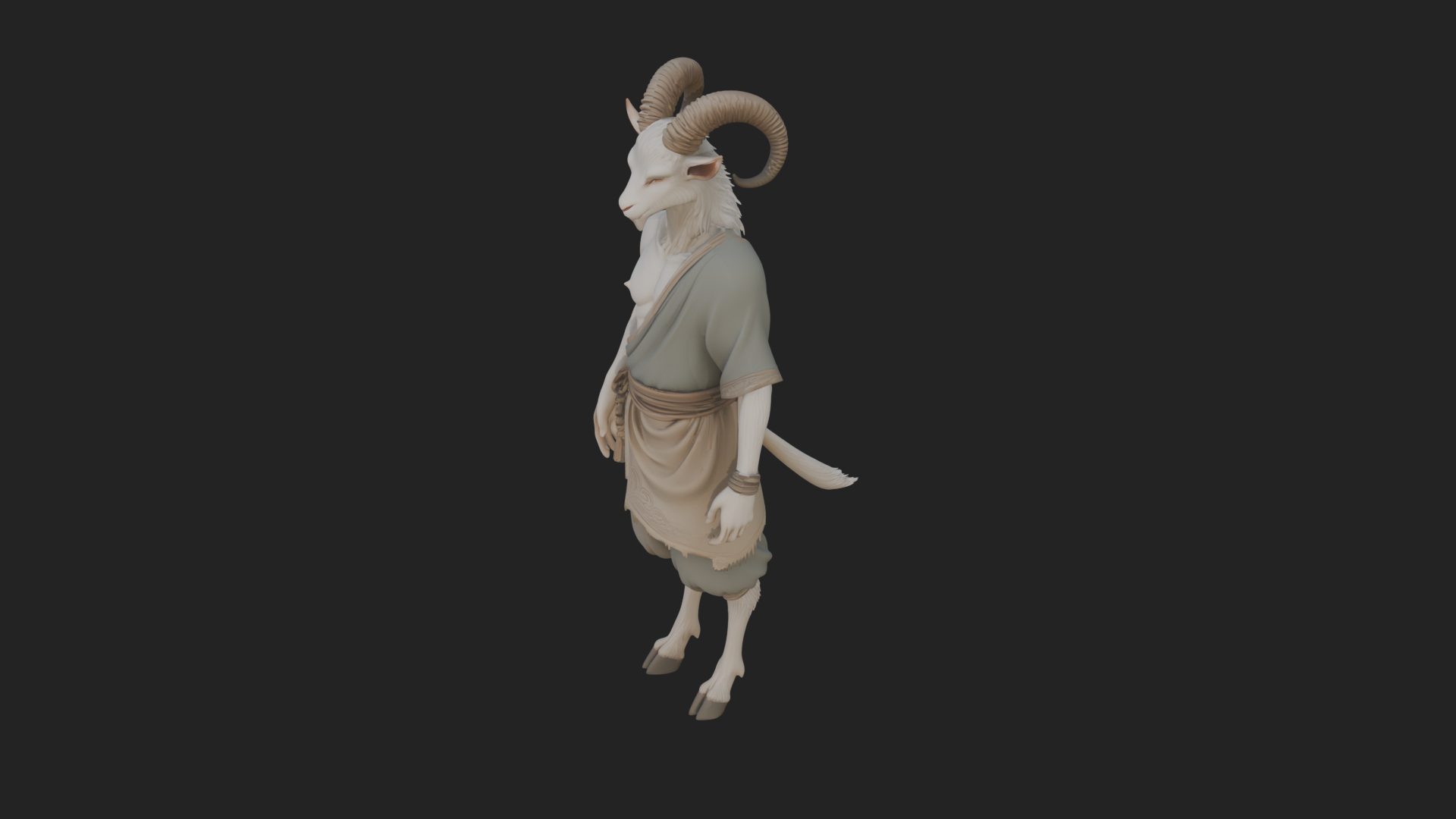 Beastman with Goat Head Statue Design 12 3D Print Model 3D Model