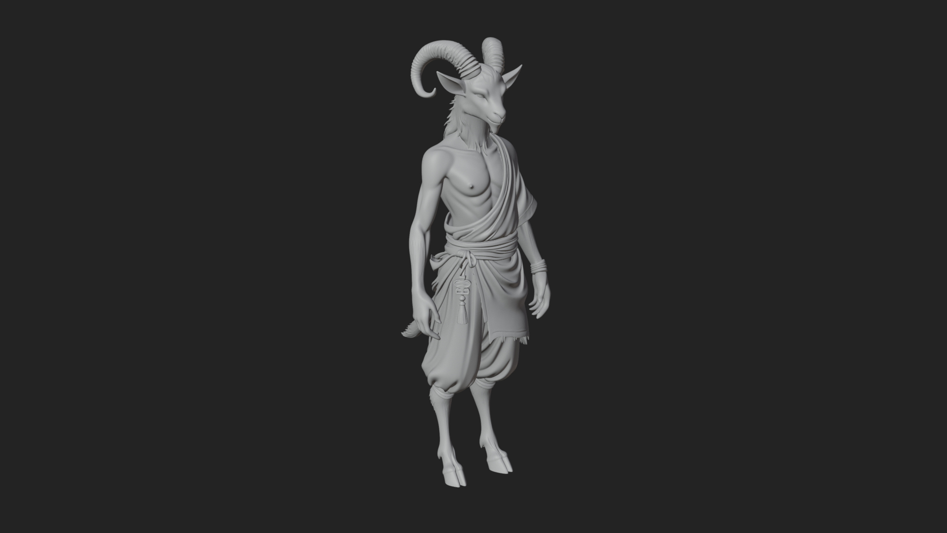 Beastman with Goat Head Statue Design 12 3D Print Model 3D Model
