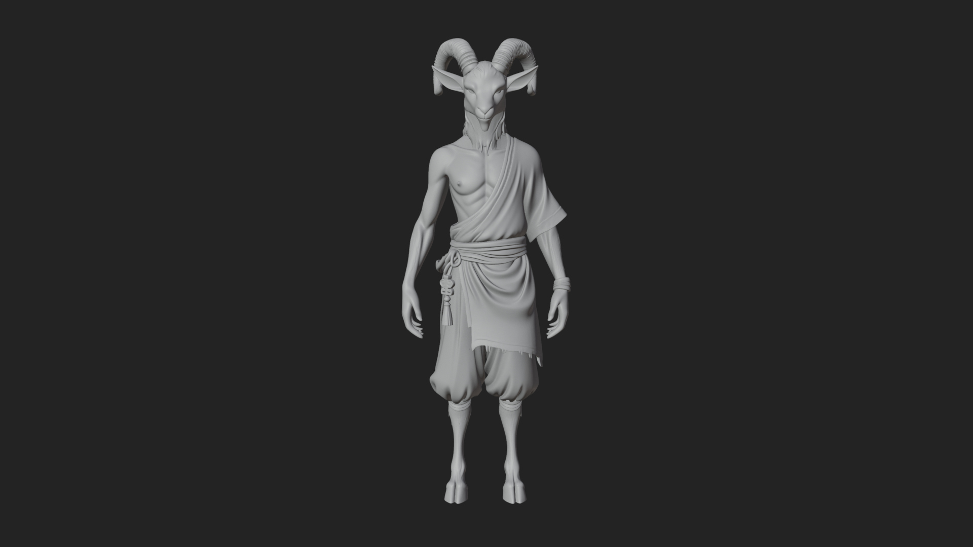 Beastman with Goat Head Statue Design 12 3D Print Model 3D Model