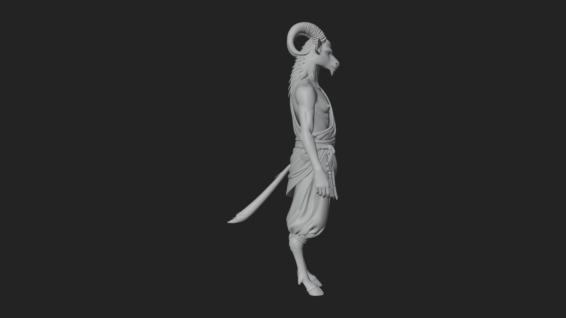 Beastman with Goat Head Statue Design 12 3D Print Model 3D Model