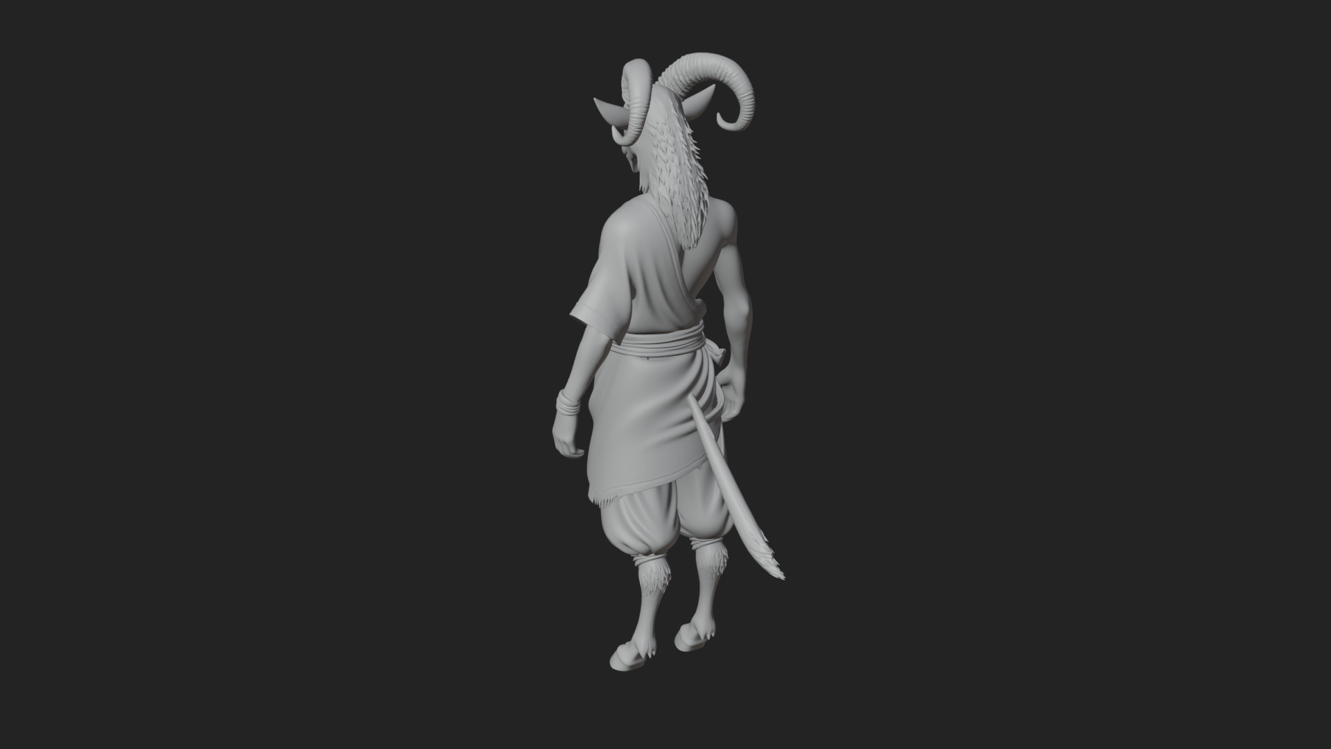 Beastman with Goat Head Statue Design 12 3D Print Model 3D Model