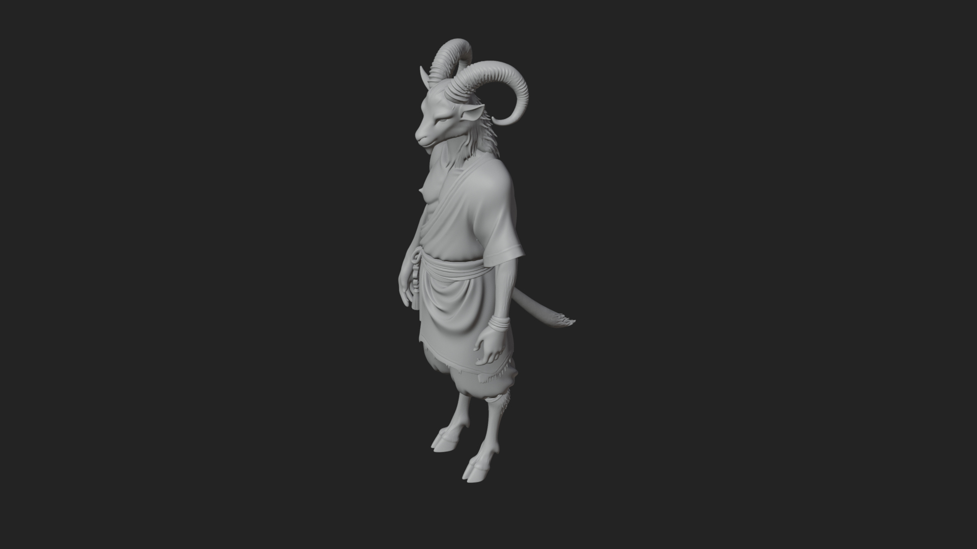 Beastman with Goat Head Statue Design 12 3D Print Model 3D Model