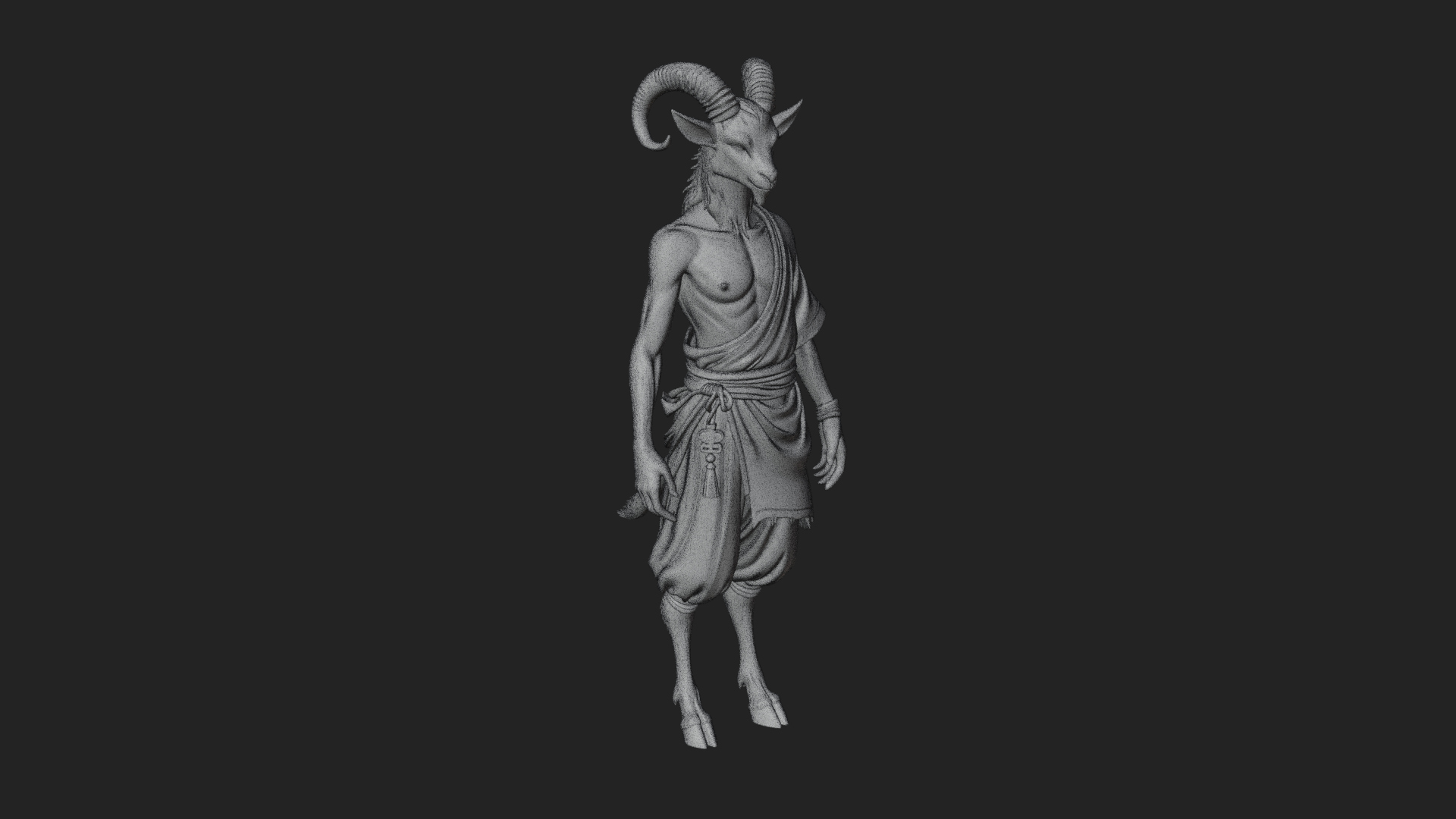 Beastman with Goat Head Statue Design 12 3D Print Model 3D Model