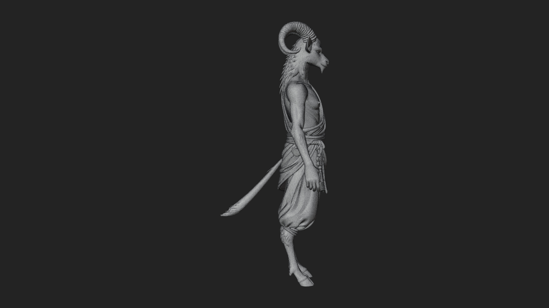Beastman with Goat Head Statue Design 12 3D Print Model 3D Model