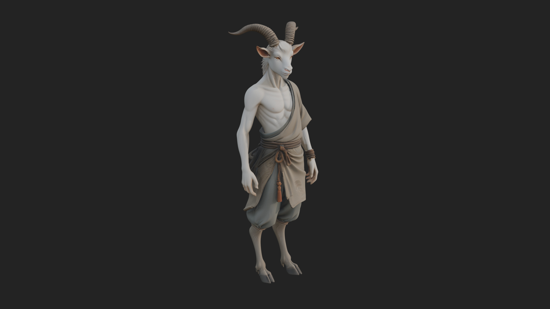 Beastman with Goat Head Statue Design 13 3D Print Model 3D Model