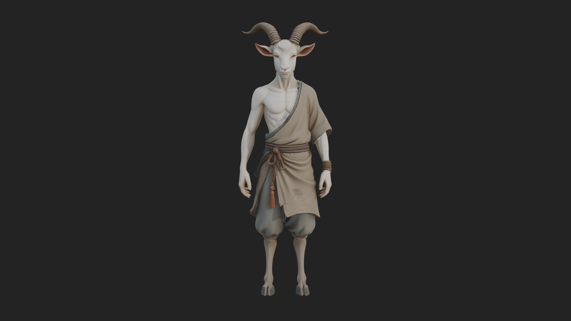 Beastman with Goat Head Statue Design 13 3D Print Model 3D Model