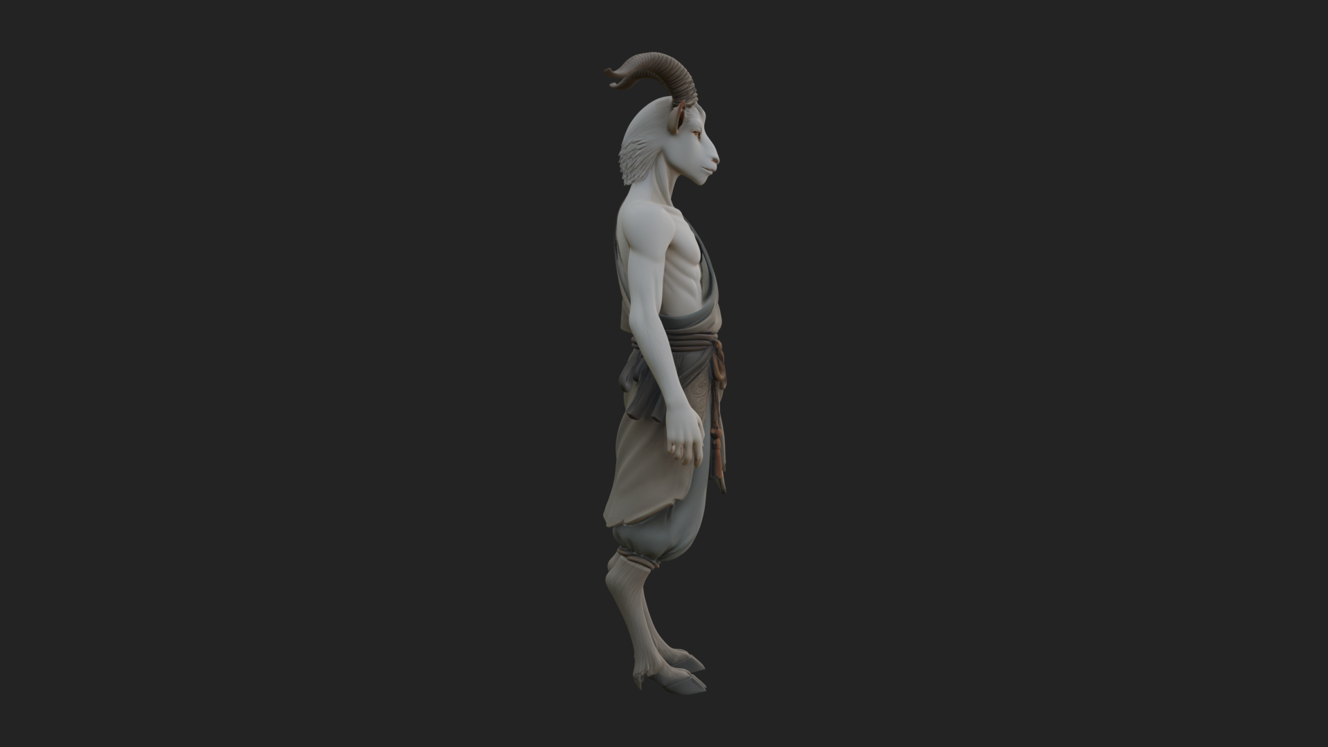 Beastman with Goat Head Statue Design 13 3D Print Model 3D Model