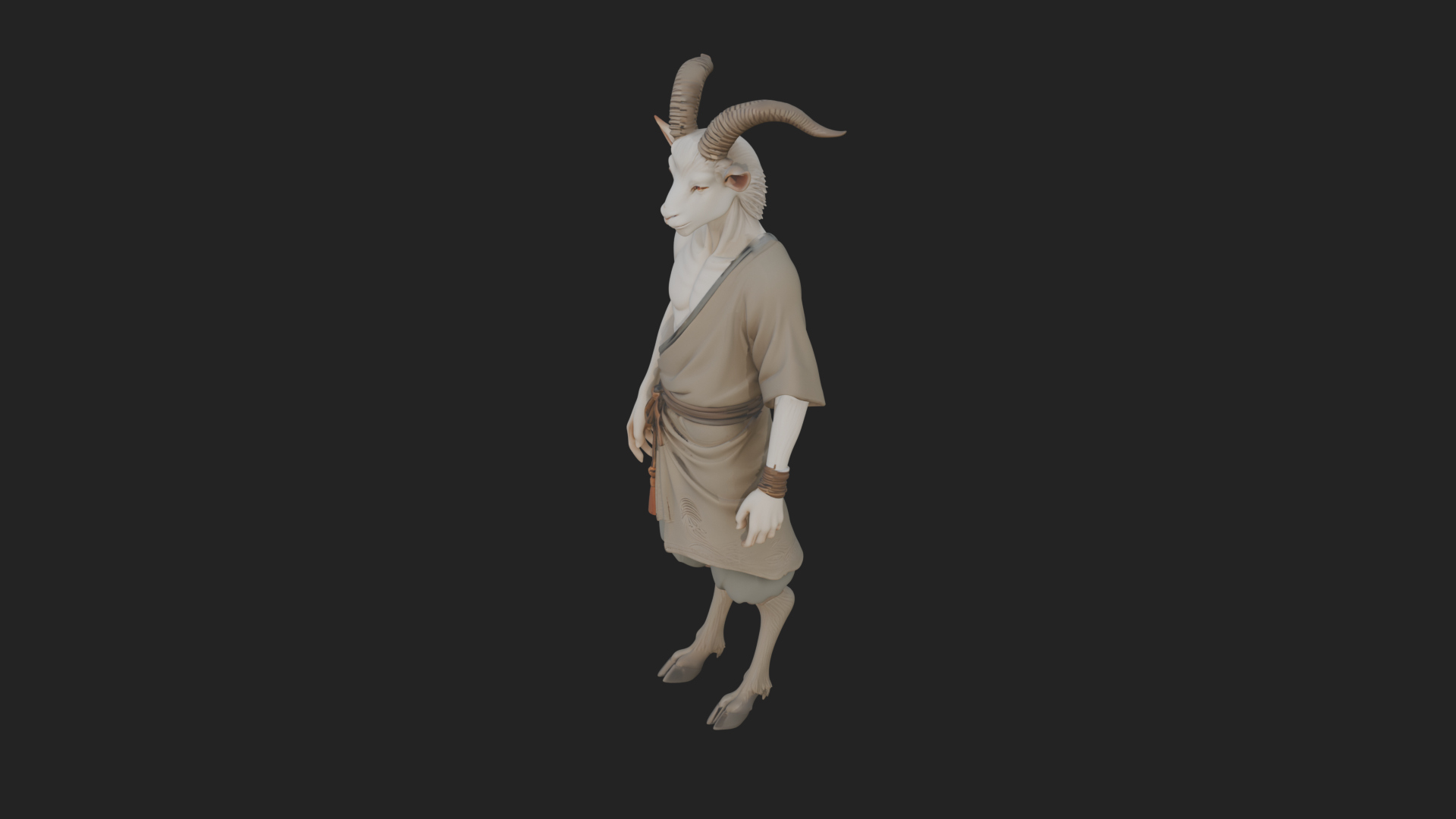 Beastman with Goat Head Statue Design 13 3D Print Model 3D Model