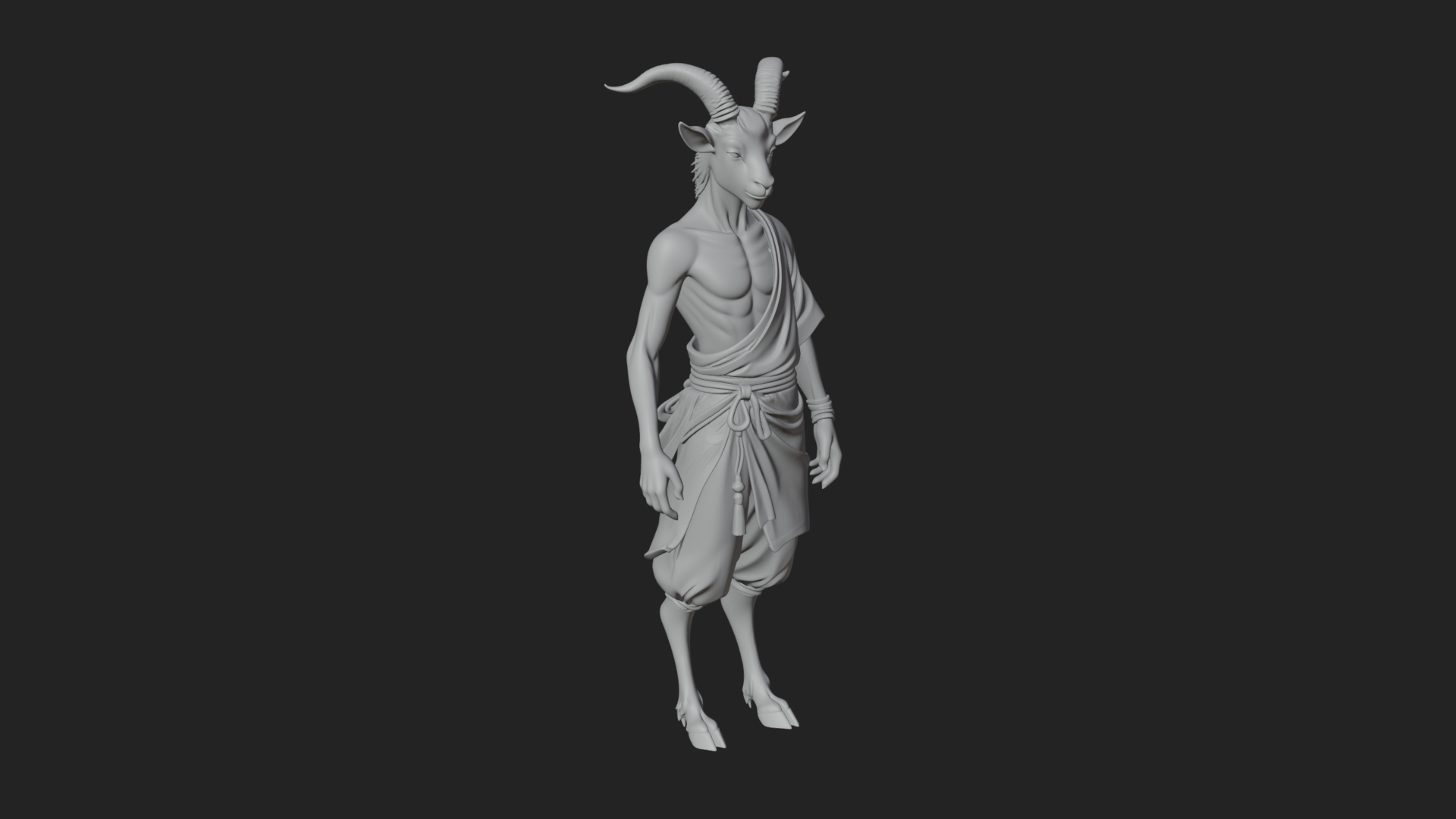 Beastman with Goat Head Statue Design 13 3D Print Model 3D Model