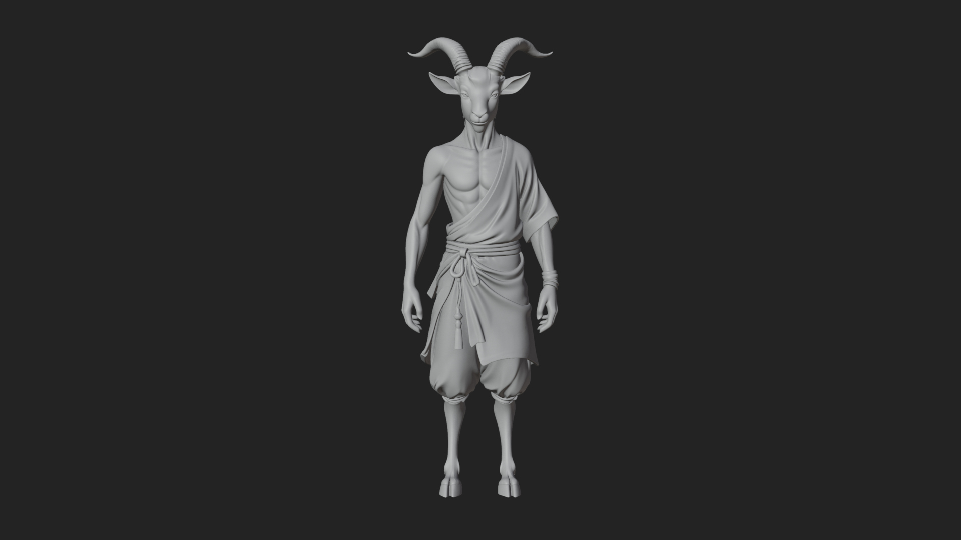 Beastman with Goat Head Statue Design 13 3D Print Model 3D Model