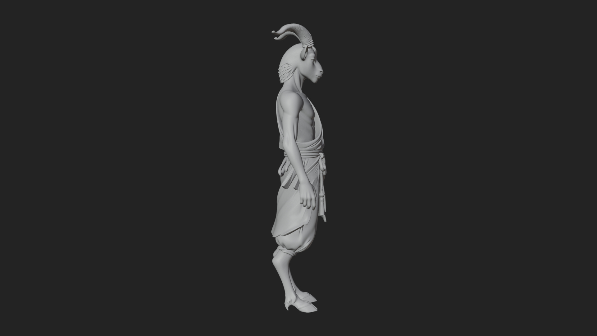 Beastman with Goat Head Statue Design 13 3D Print Model 3D Model