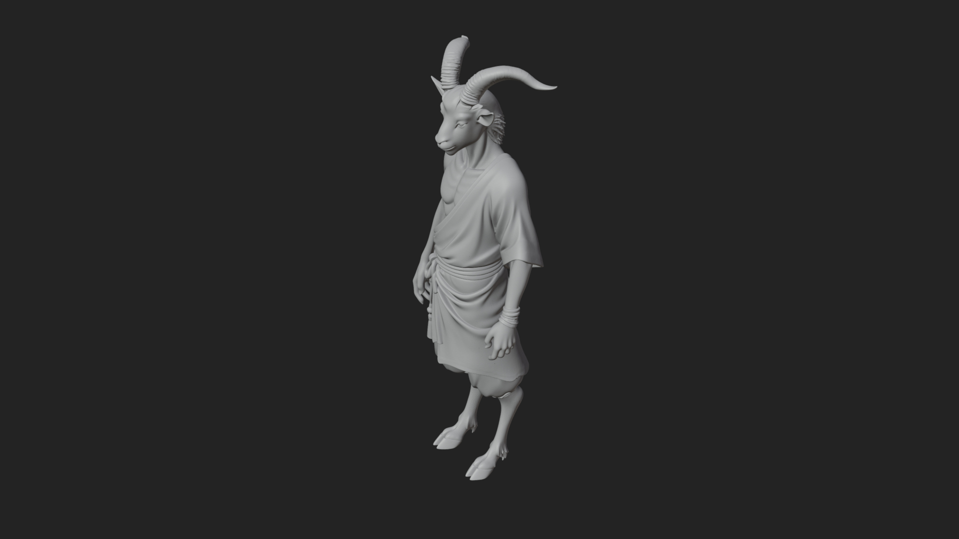 Beastman with Goat Head Statue Design 13 3D Print Model 3D Model