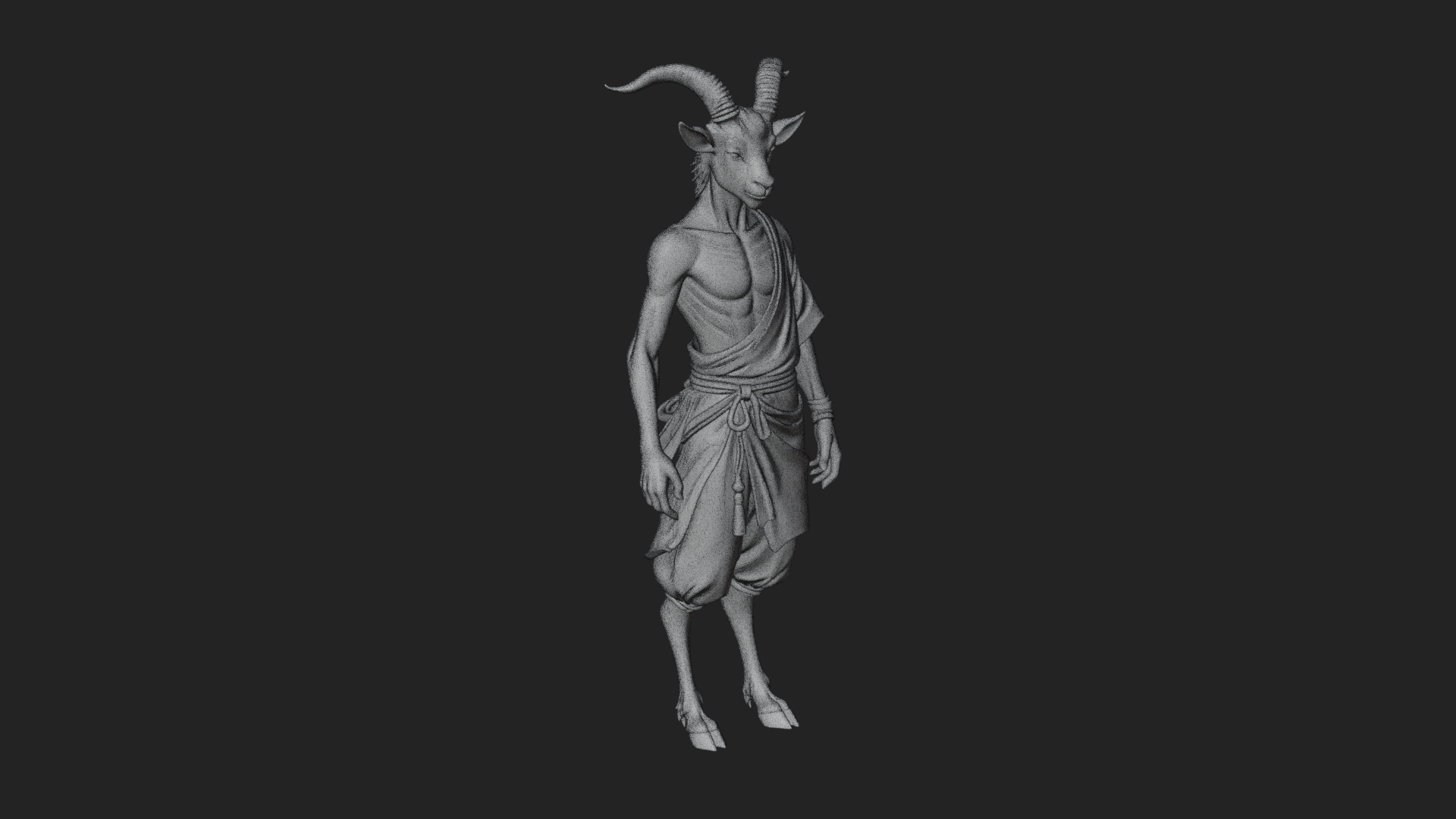 Beastman with Goat Head Statue Design 13 3D Print Model 3D Model