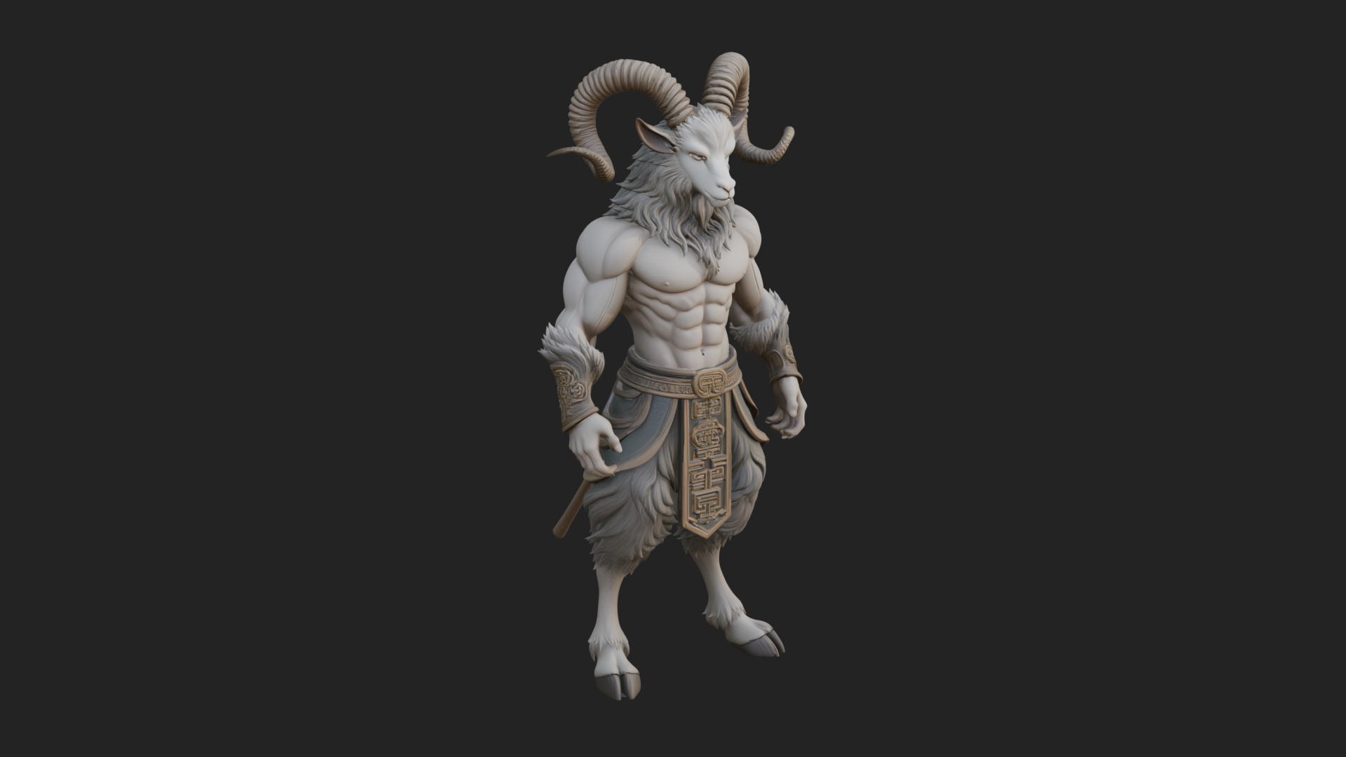 Beastman with Goat Head Statue Design 14 3D Print Model 3D Model