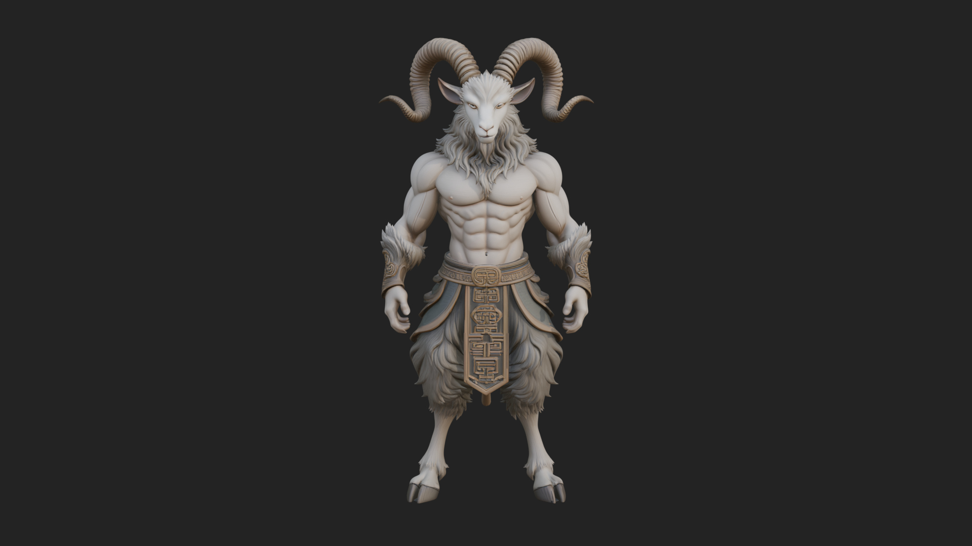 Beastman with Goat Head Statue Design 14 3D Print Model 3D Model