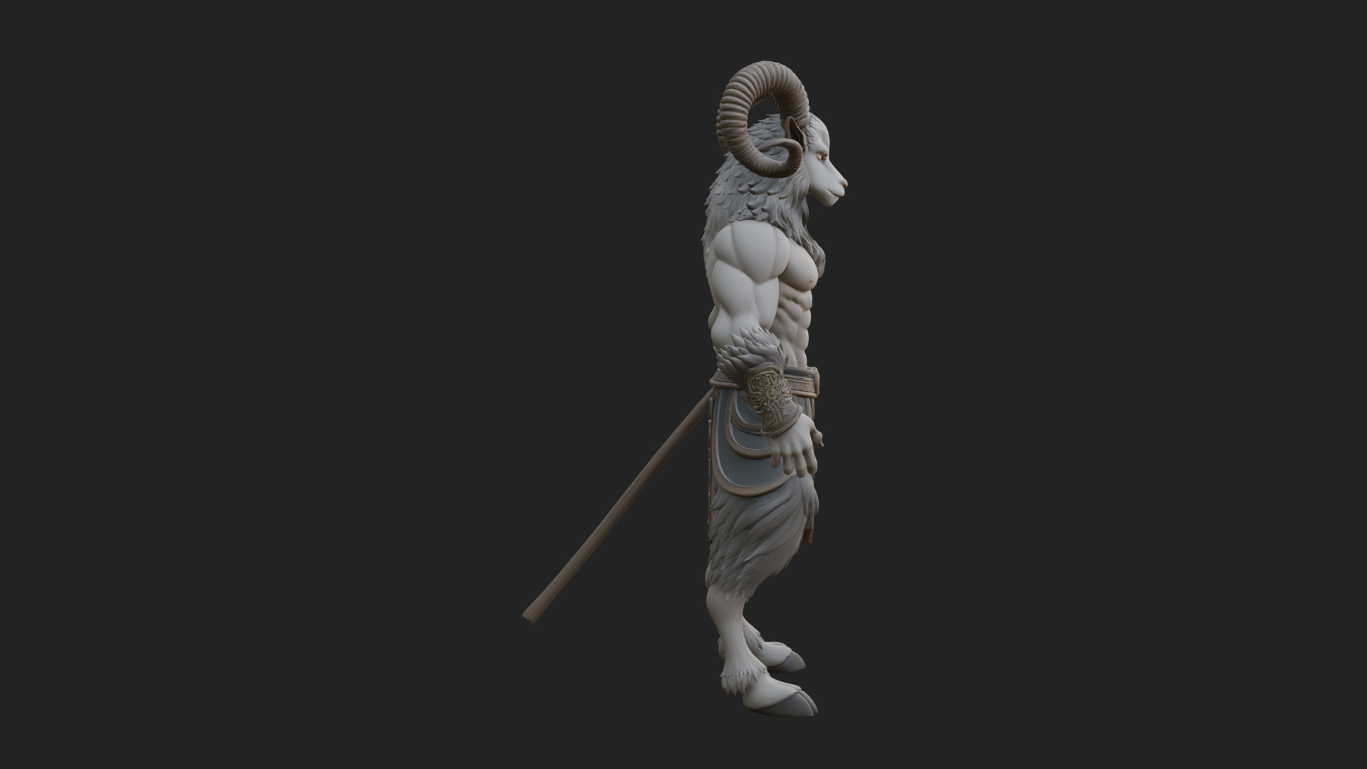 Beastman with Goat Head Statue Design 14 3D Print Model 3D Model