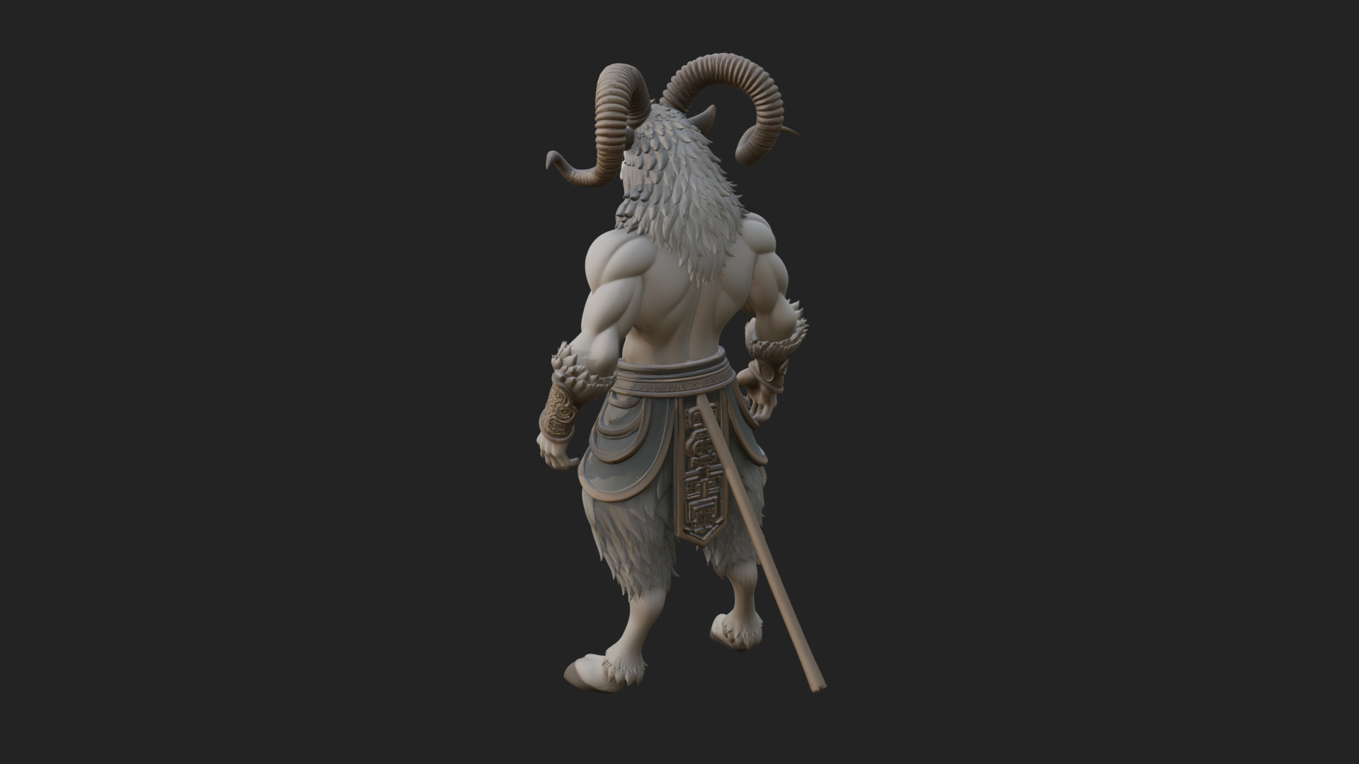 Beastman with Goat Head Statue Design 14 3D Print Model 3D Model