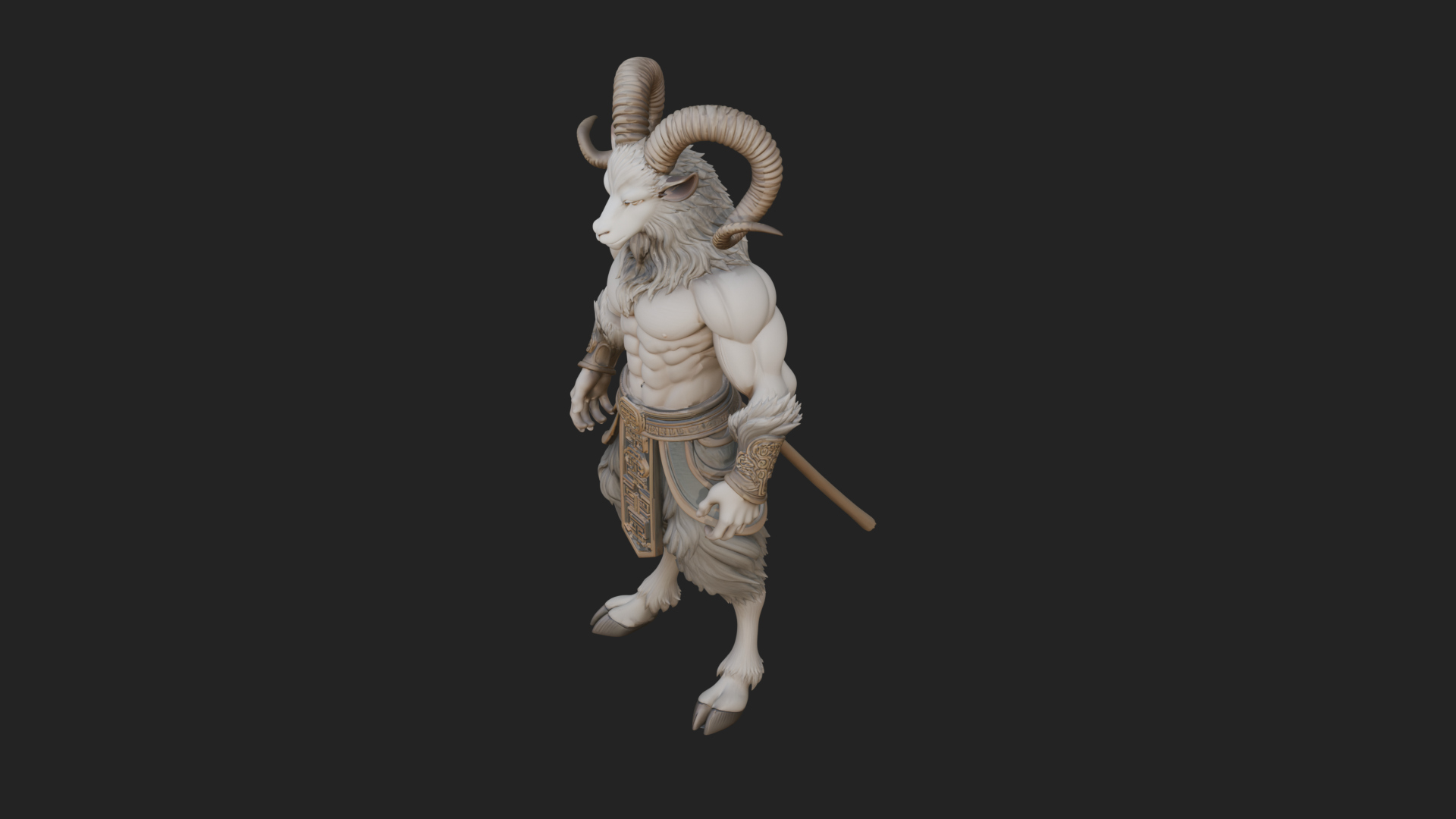 Beastman with Goat Head Statue Design 14 3D Print Model 3D Model