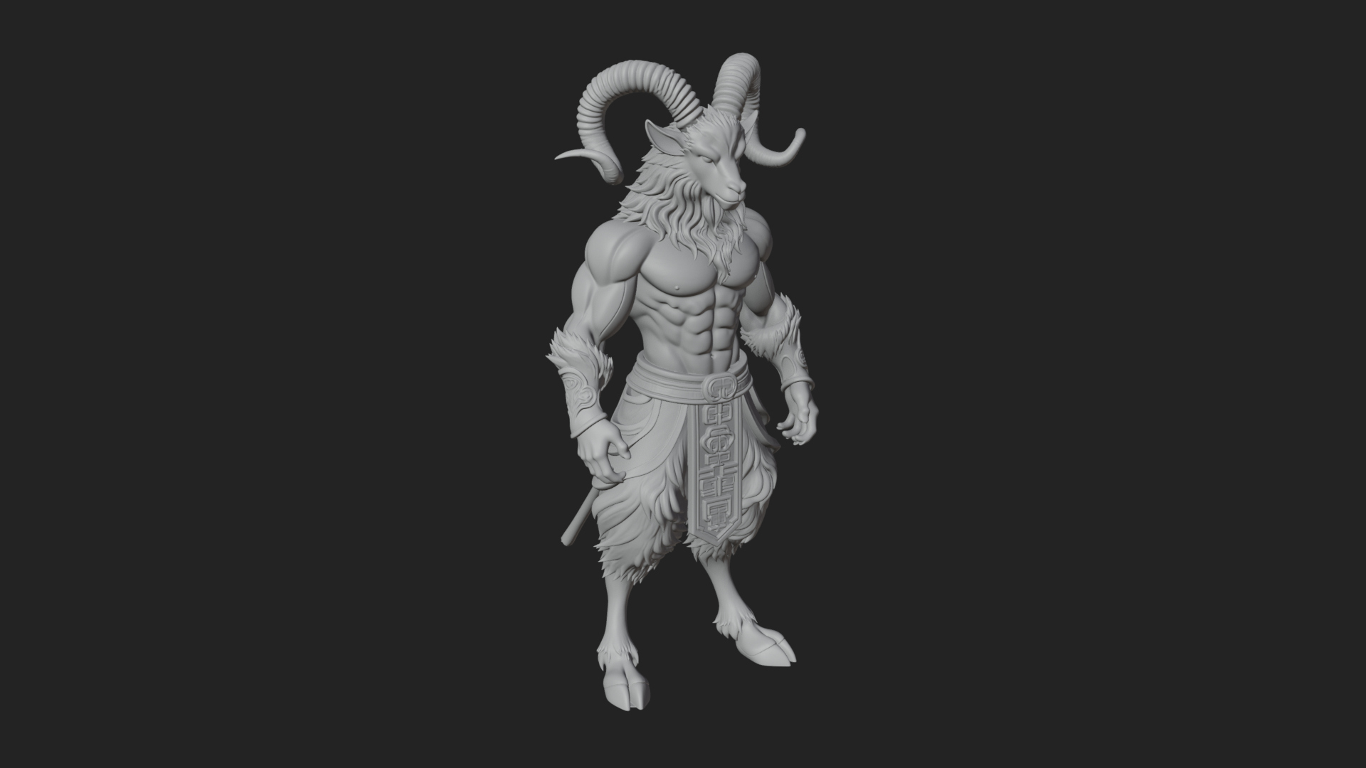 Beastman with Goat Head Statue Design 14 3D Print Model 3D Model