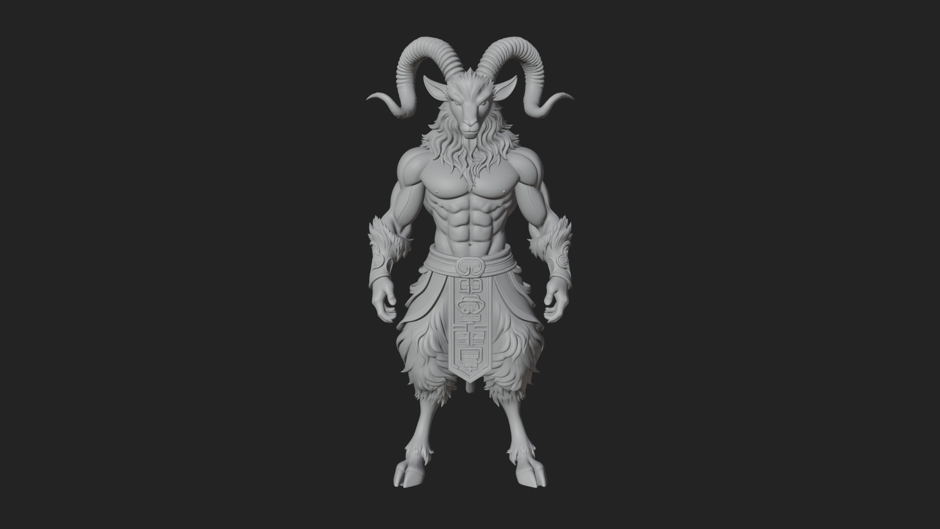 Beastman with Goat Head Statue Design 14 3D Print Model 3D Model