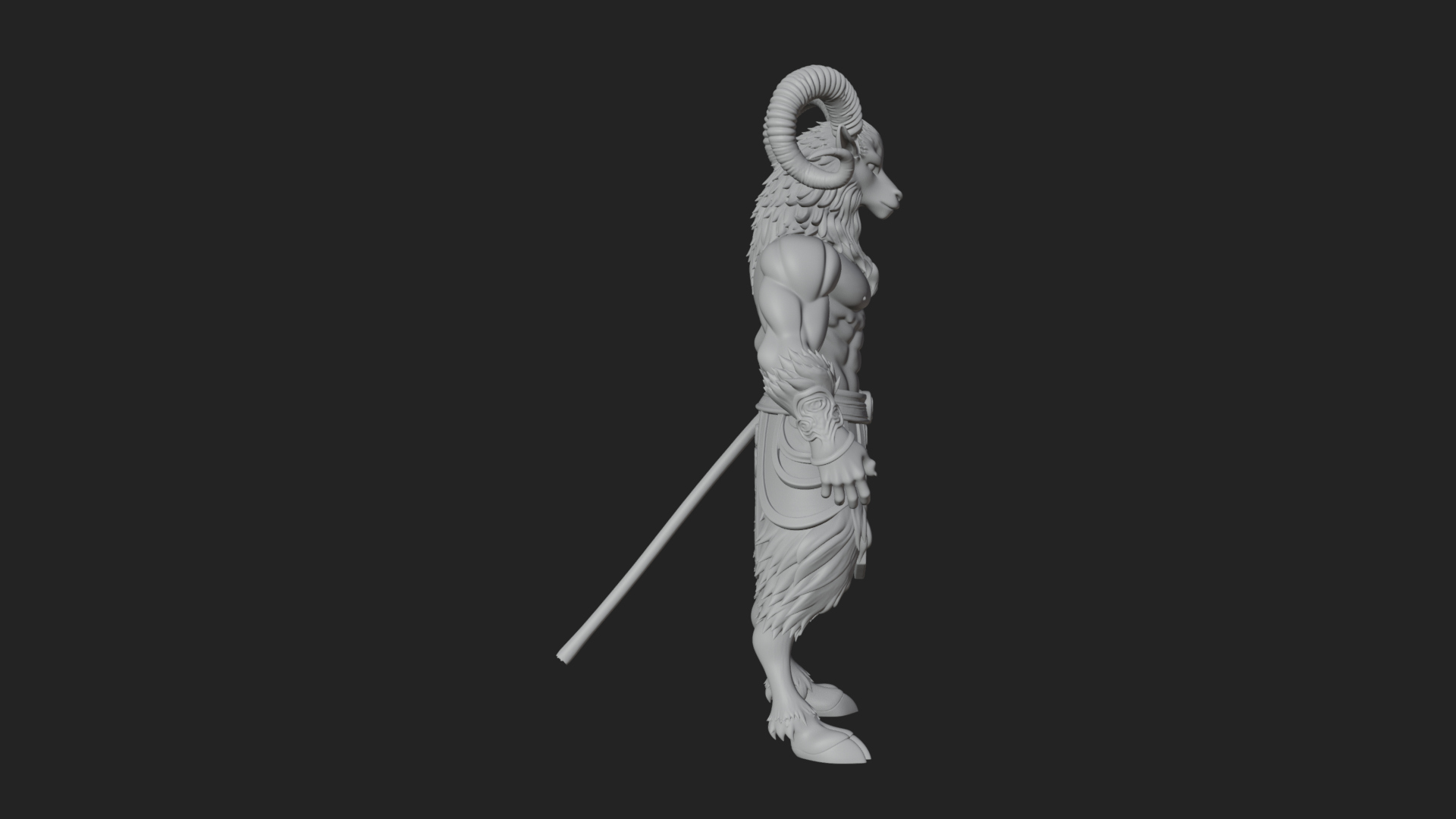 Beastman with Goat Head Statue Design 14 3D Print Model 3D Model