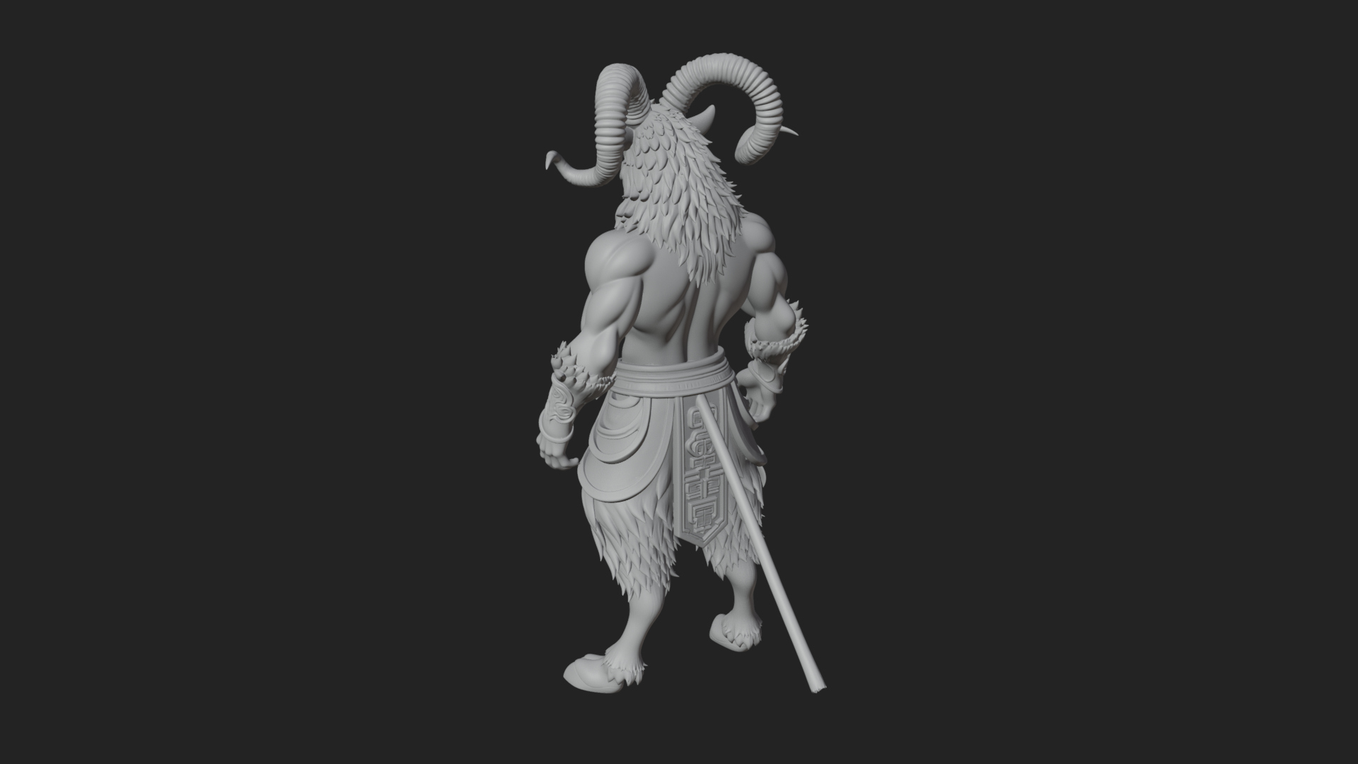 Beastman with Goat Head Statue Design 14 3D Print Model 3D Model