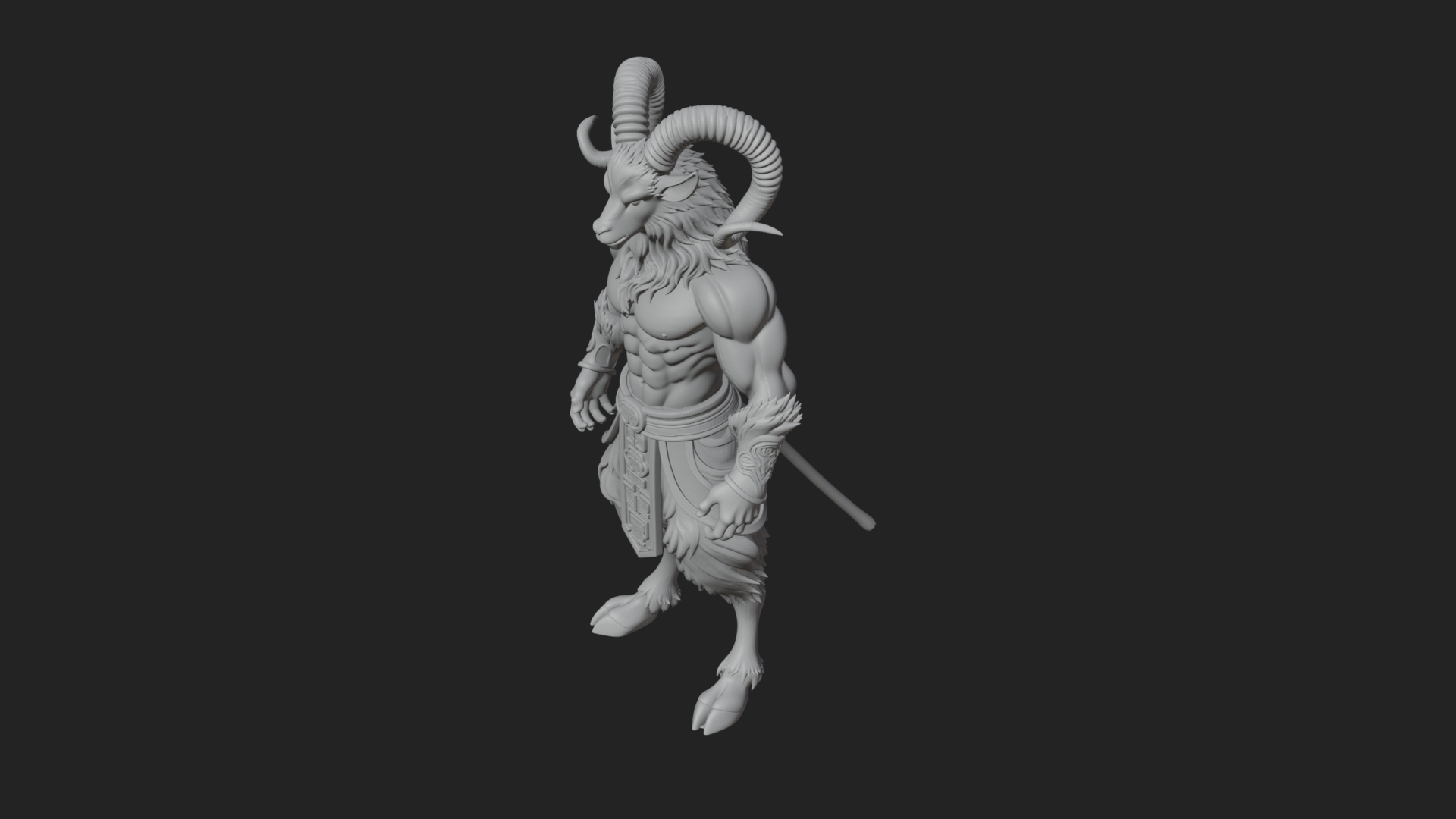Beastman with Goat Head Statue Design 14 3D Print Model 3D Model