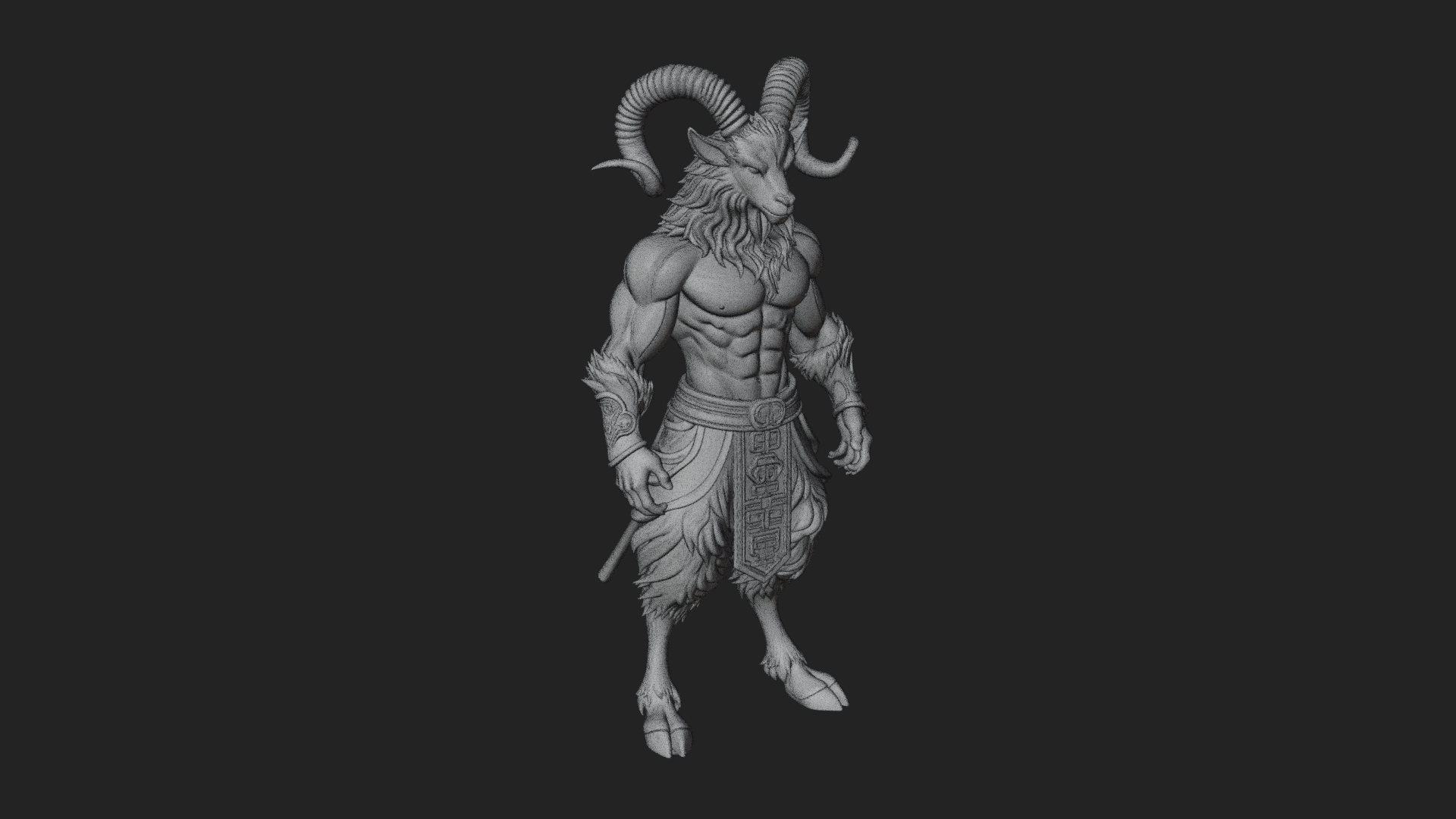 Beastman with Goat Head Statue Design 14 3D Print Model 3D Model