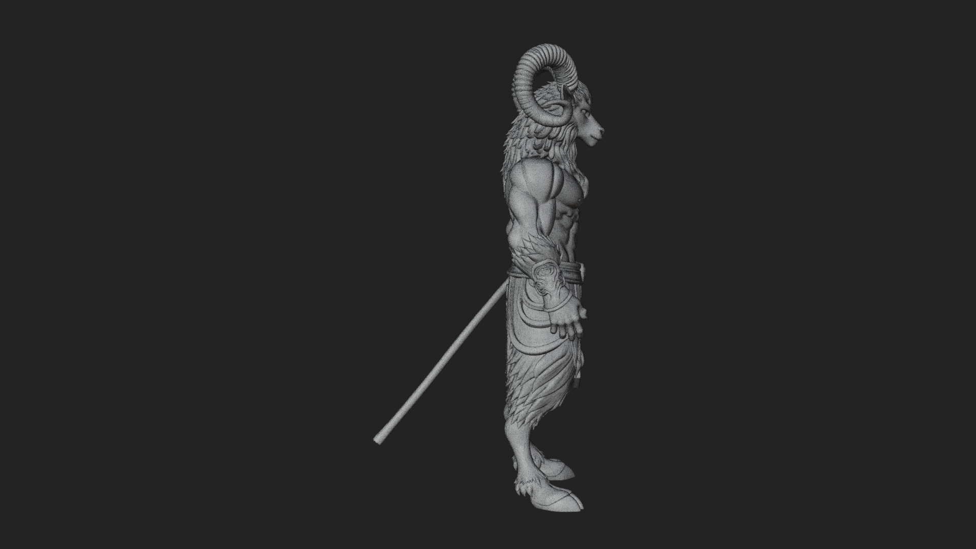 Beastman with Goat Head Statue Design 14 3D Print Model 3D Model